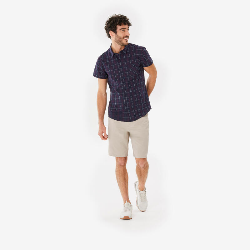 Chemise de randonnée homme, NH100 MC bleu