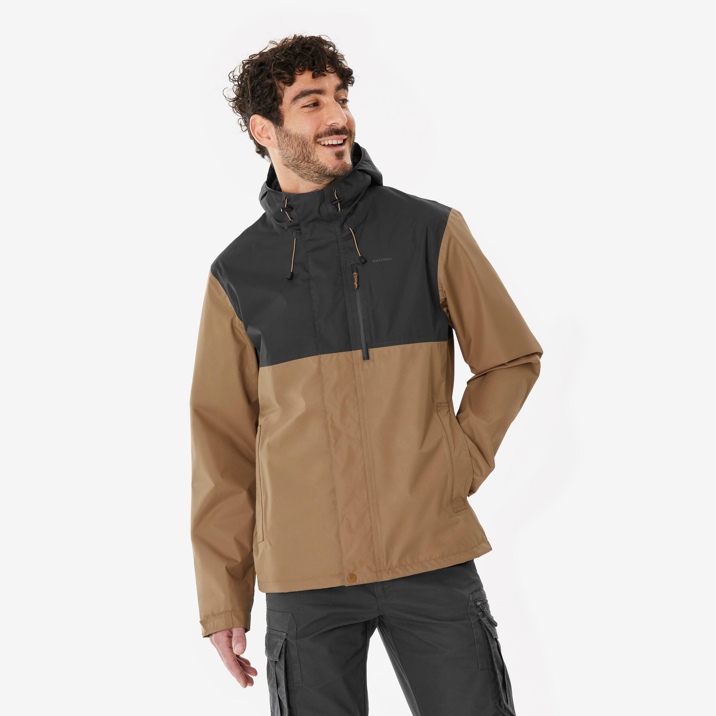 Men’s waterproof hiking jacket, NH500 - Grey