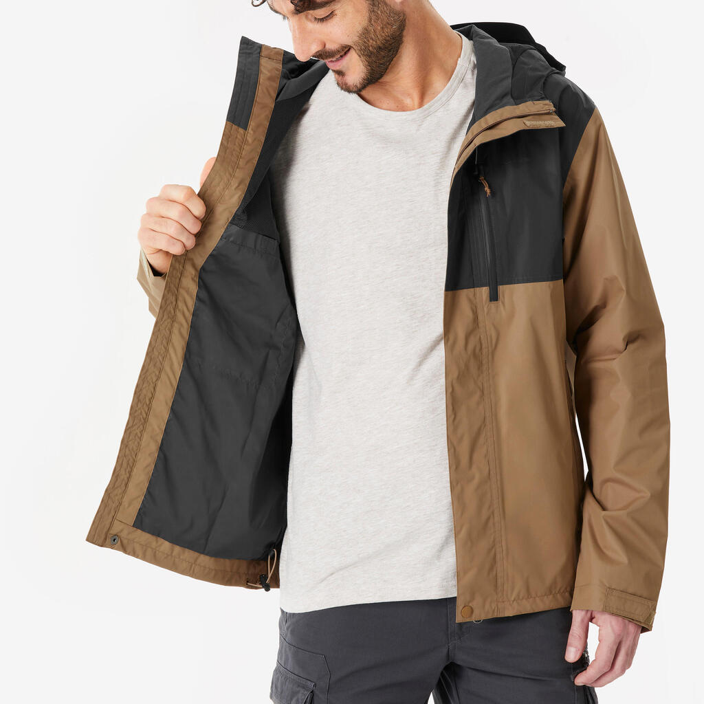 Chaqueta impermeable de senderismo para Hombre - Quechua NH500 azul/café