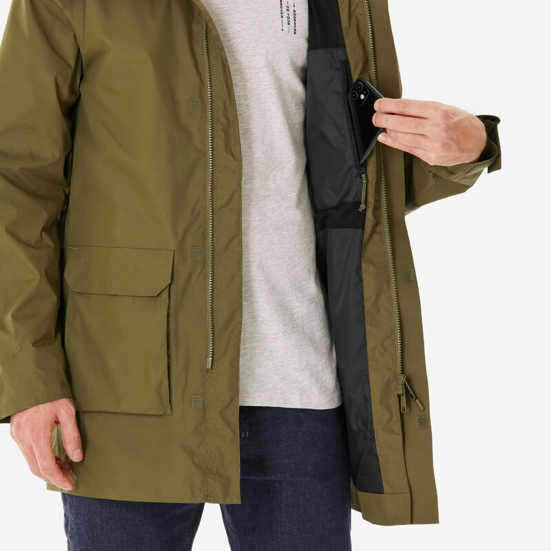 Veste longue de randonnée homme, NH500 olive