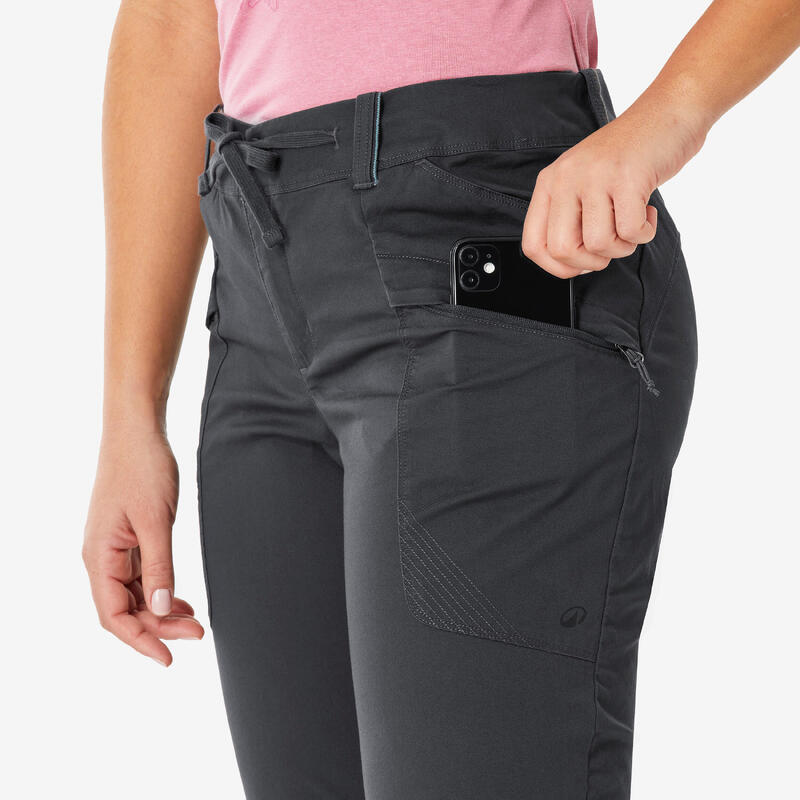 Pantalon Regular Drumeție în Natură NH500 Gri Damă