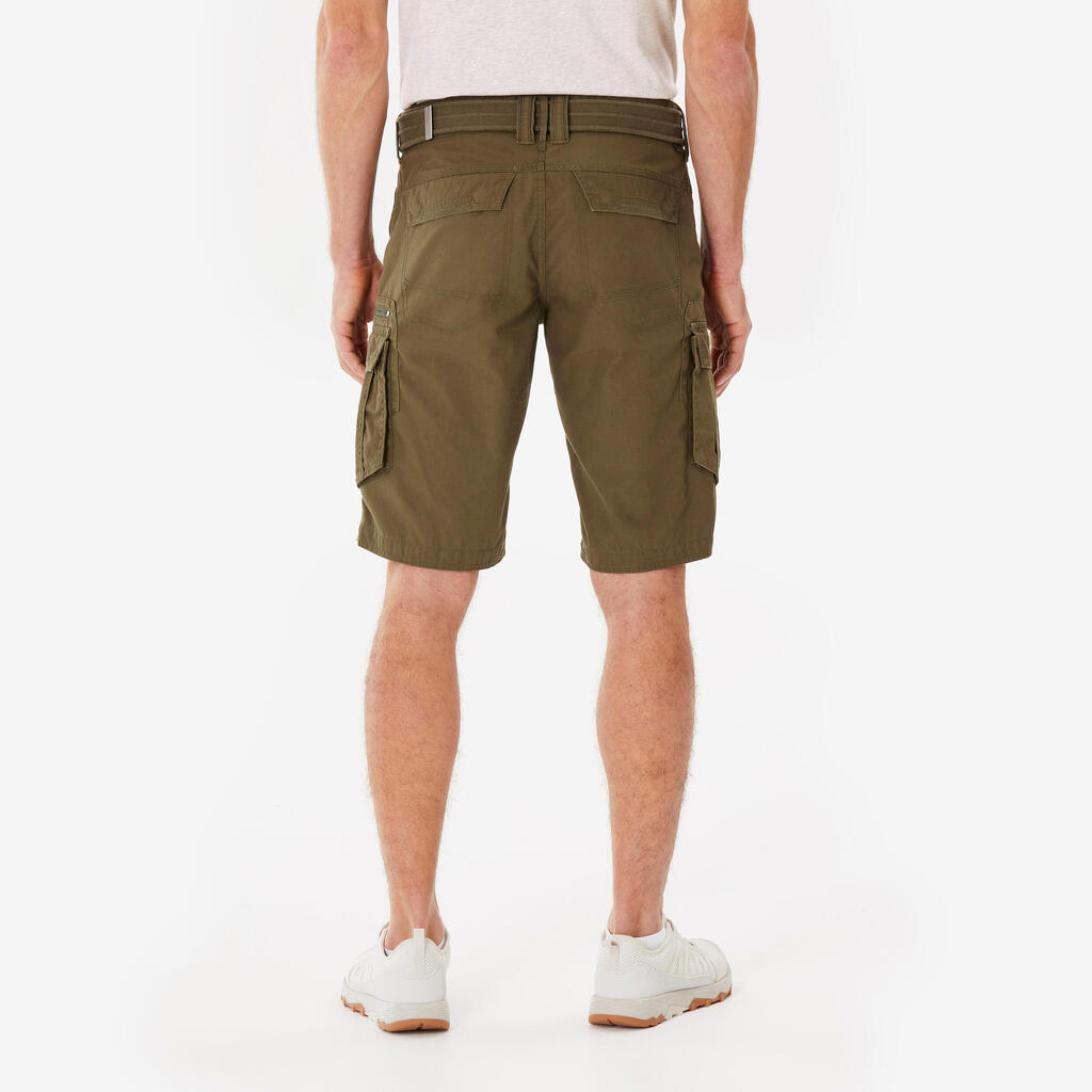 Men's Travel Trekking Cargo Shorts - TRAVEL 100 - Brown