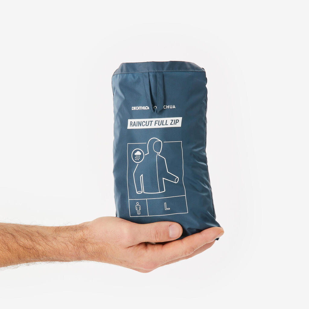 Chamarra de senderismo azul para hombre Raincut Fullzip