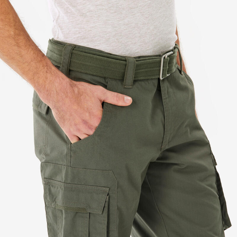 Pantalon Cargo Trekking călătorie TRAVEL100 Kaki Bărbați 