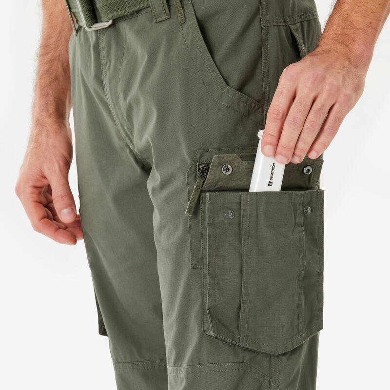 Pantalon Cargo Trekking călătorie TRAVEL100 Kaki Bărbați 
