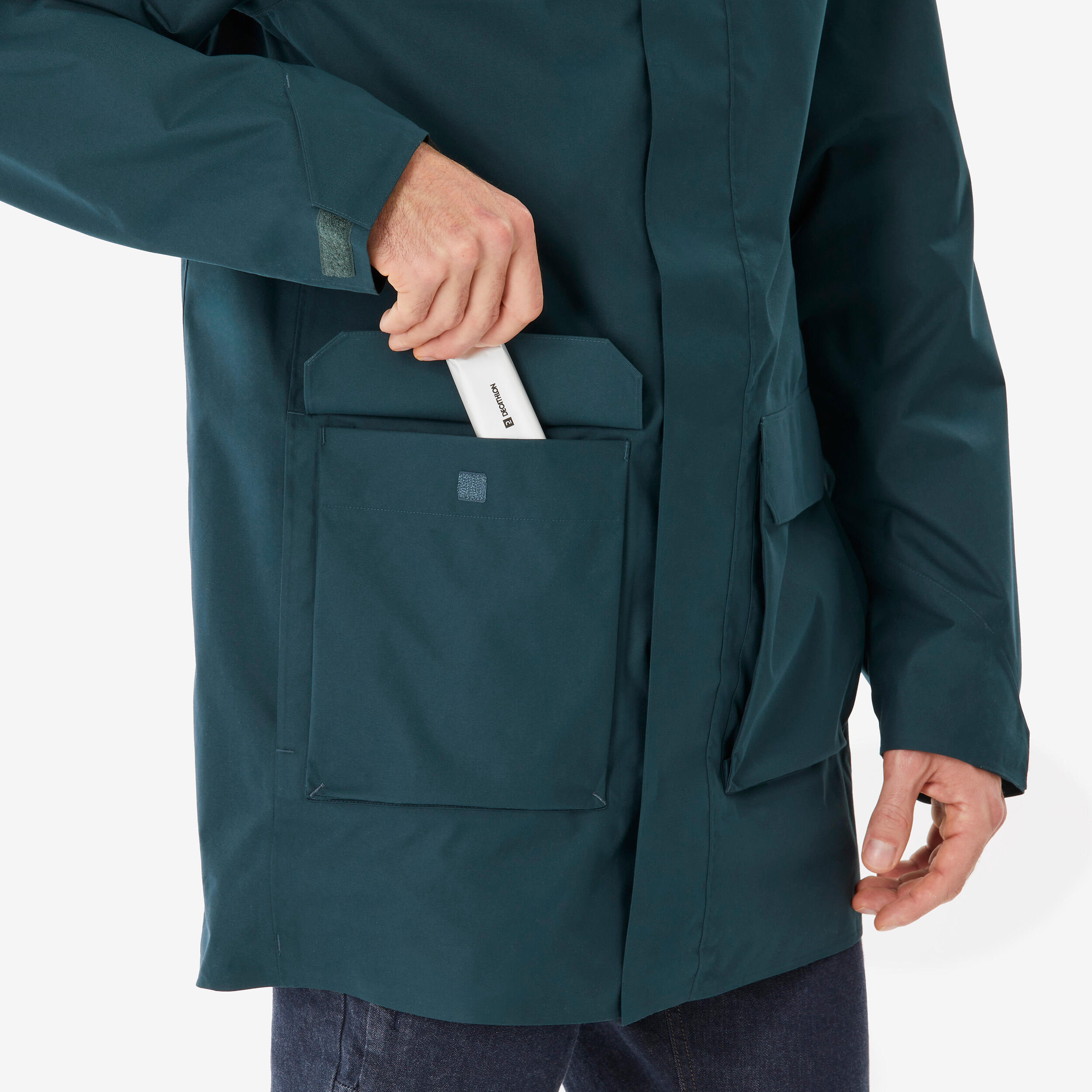 Men’s Hiking Long Jacket - NH 500 Green - QUECHUA