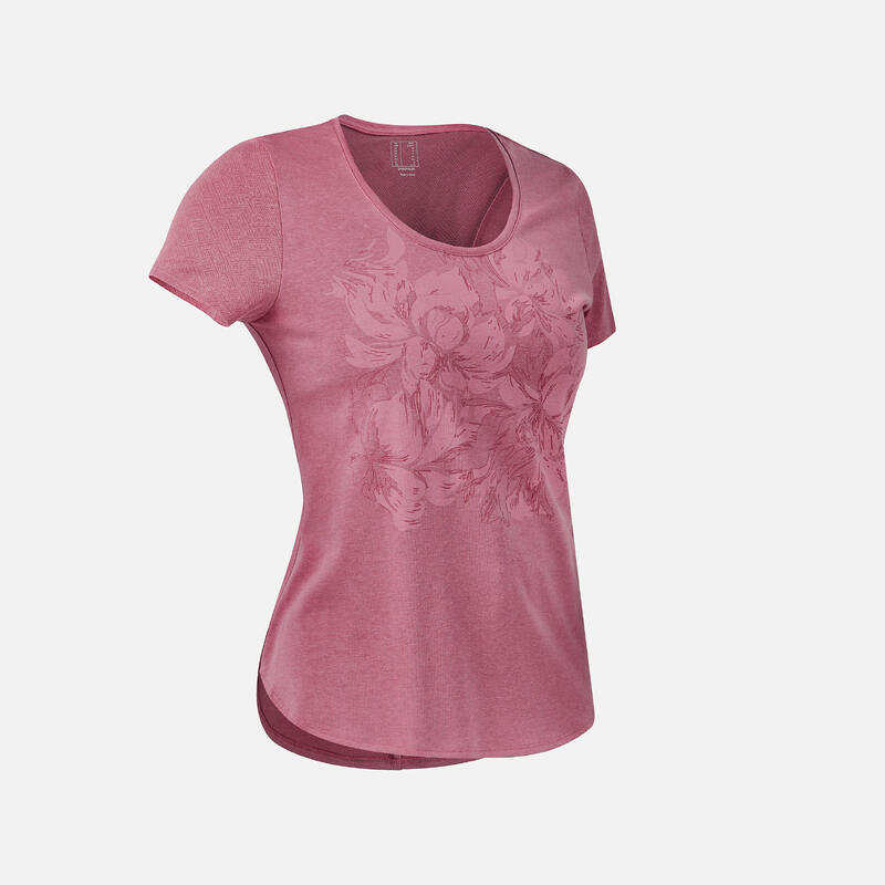Tricou Drumeție în natură NH500 Roz Damă