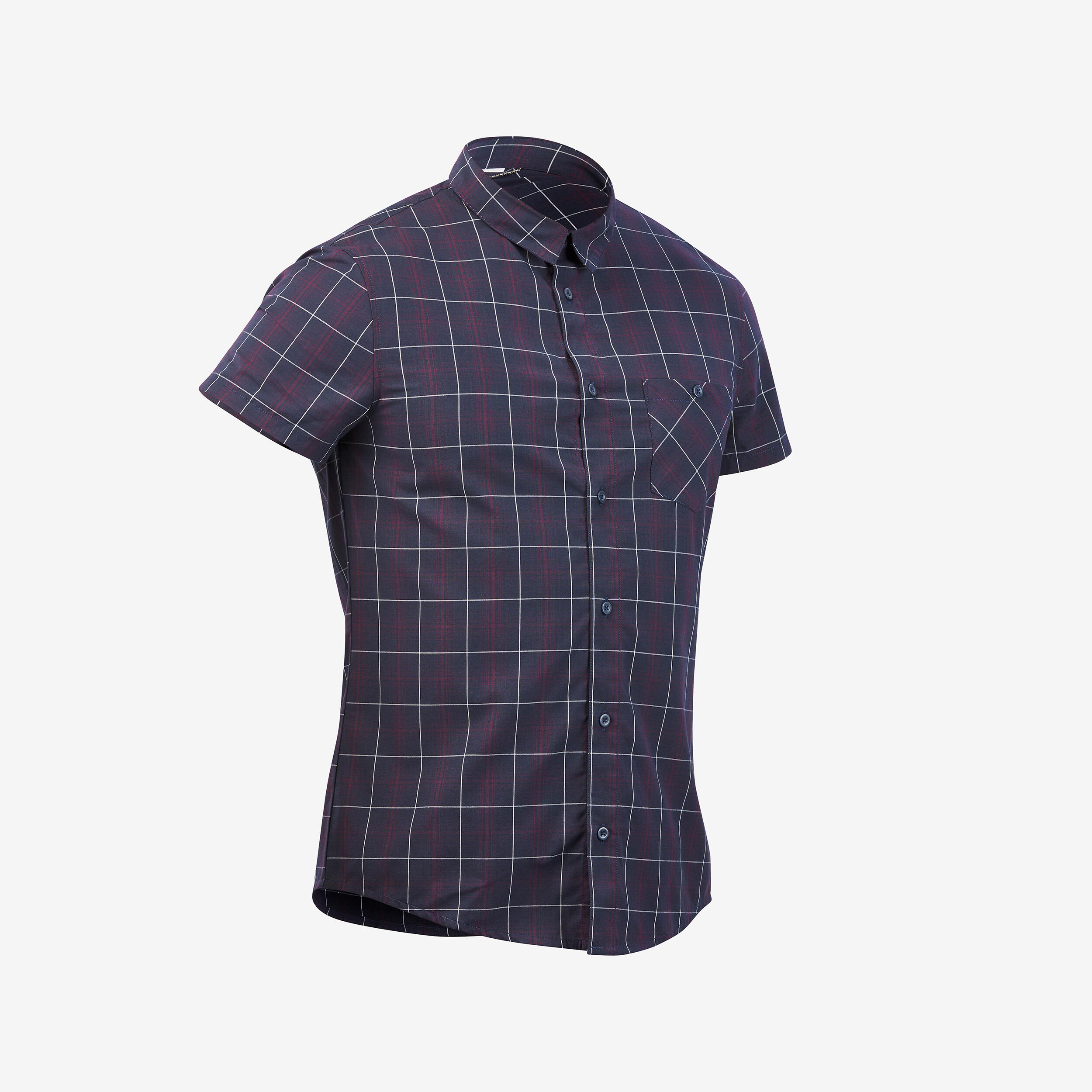 Camisa de senderismo de manga corta azul para hombre NH100 7/8