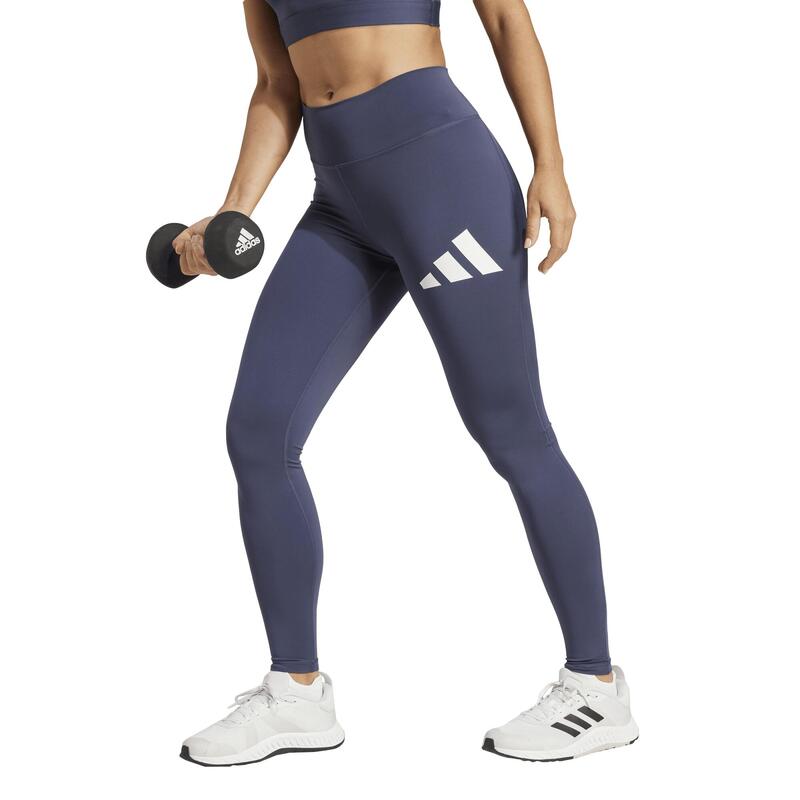 Kadın Spor Taytı - Mavi/Logo Baskılı - Adidas