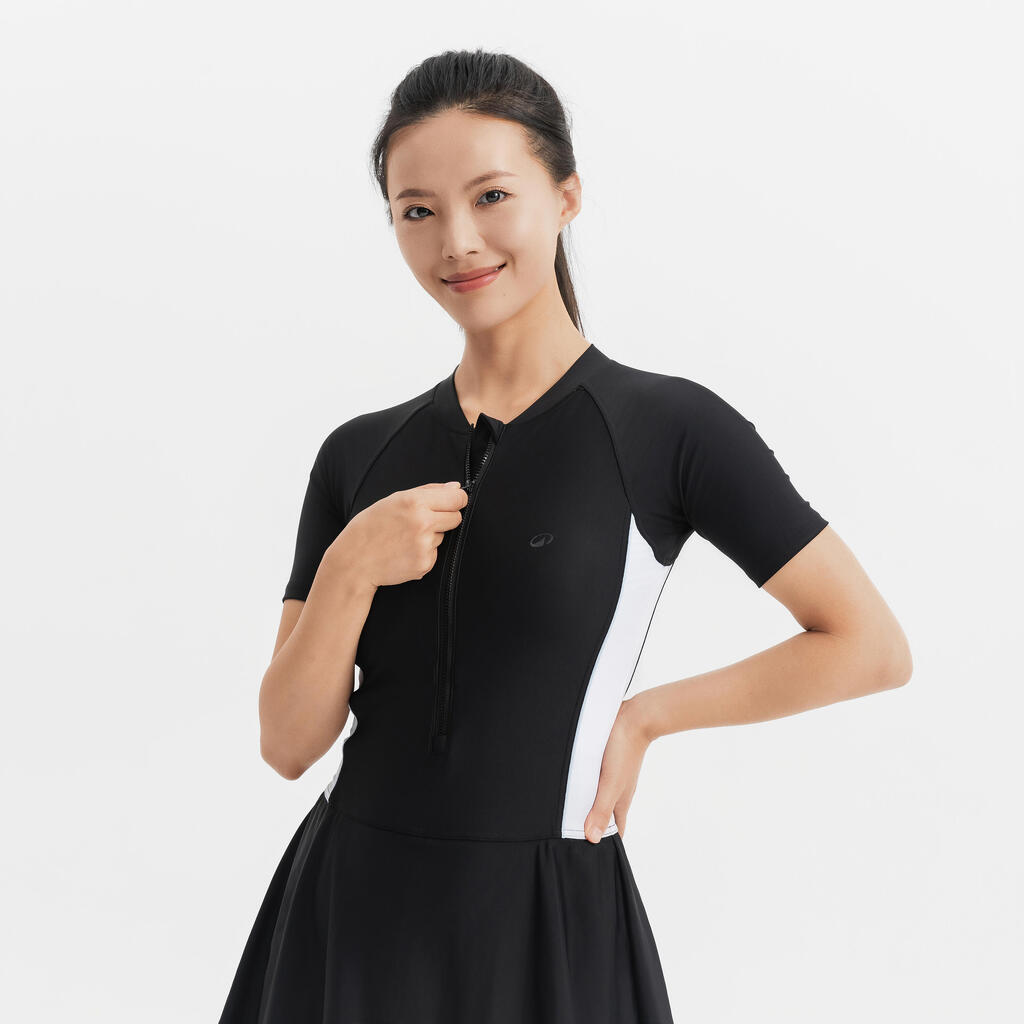 Maillot une pièce jupe avec zip UNA black/white