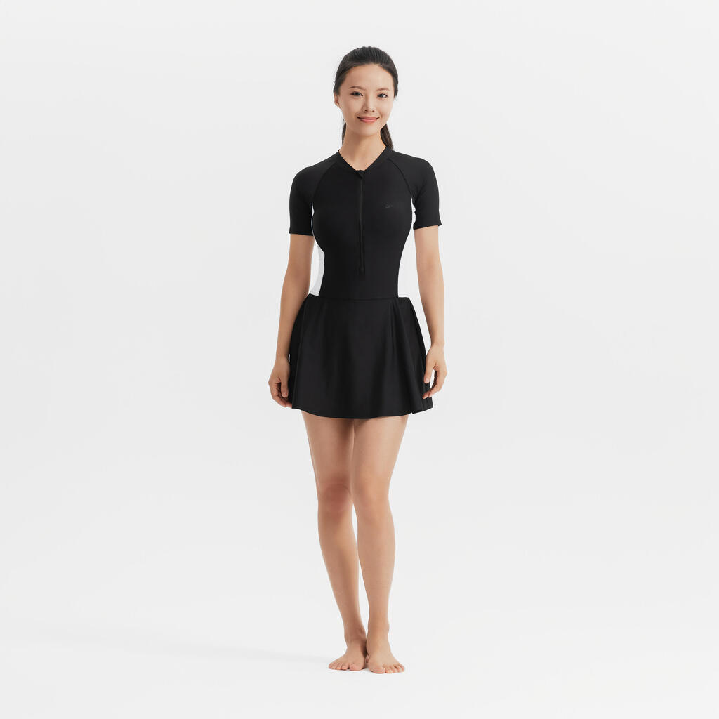 Maillot une pièce jupe avec zip UNA black/white