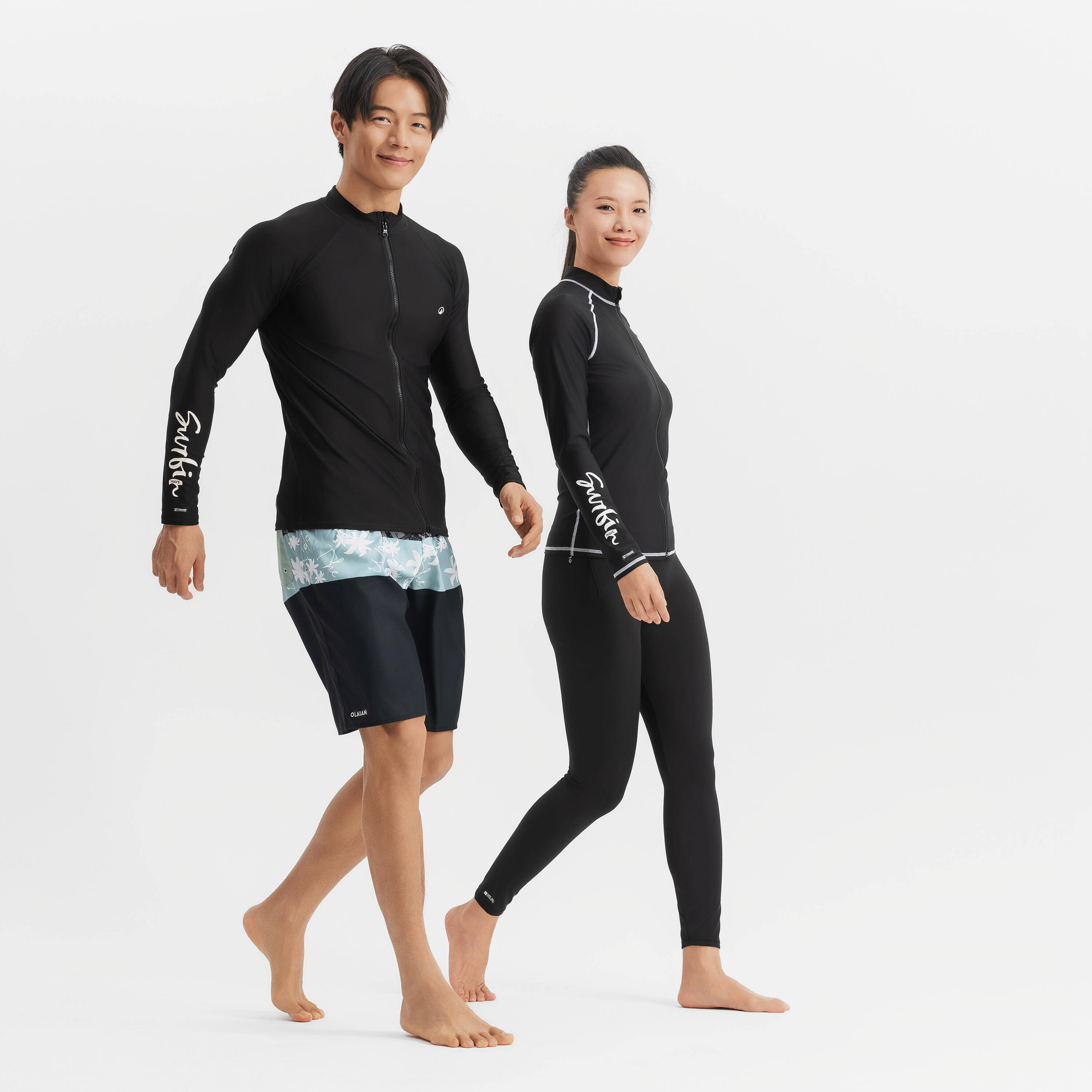 Surfing women uv protection zip top  BLACK -  4