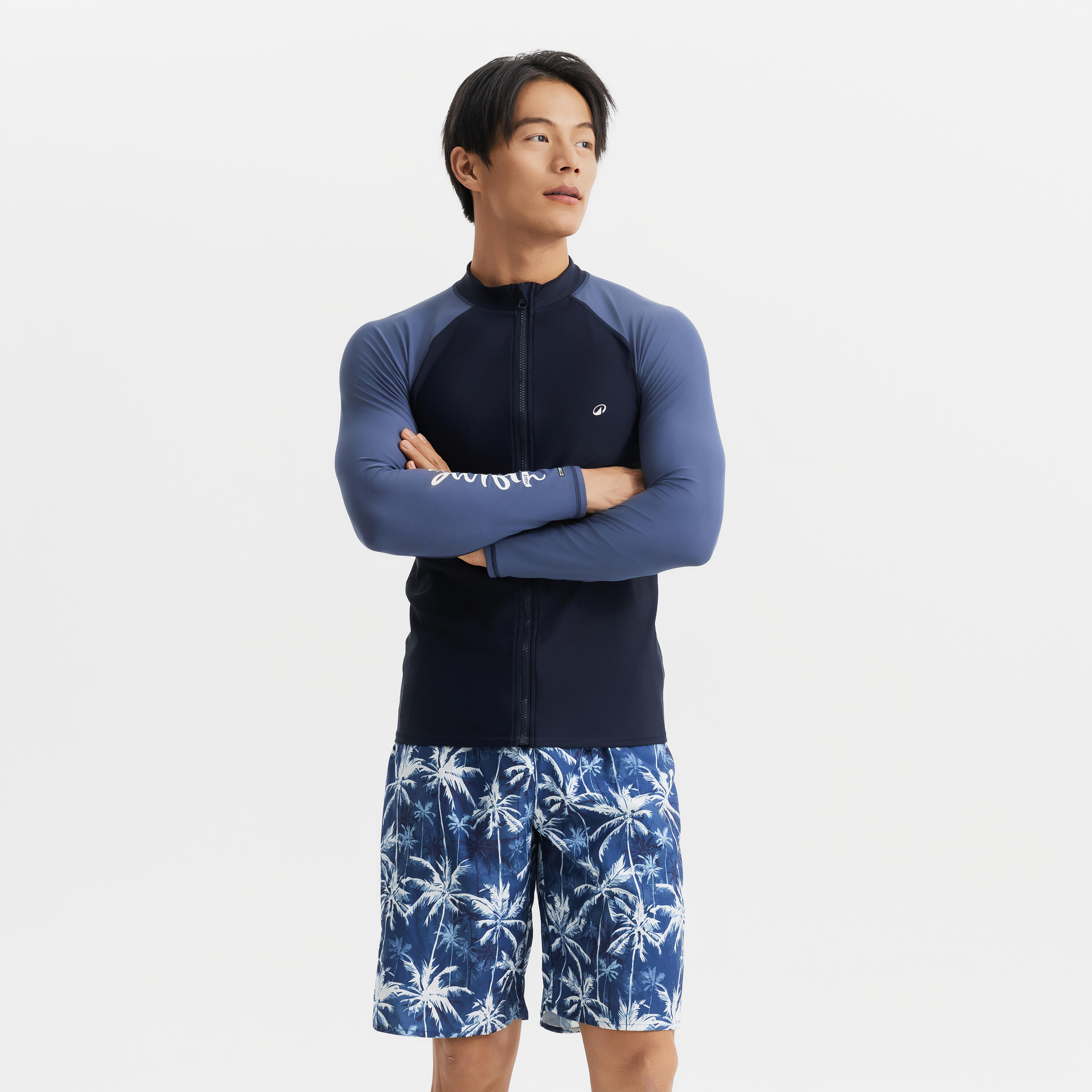 Men's UV Protection, Anti-Chlorine Long-sleeve Zip Rash guard