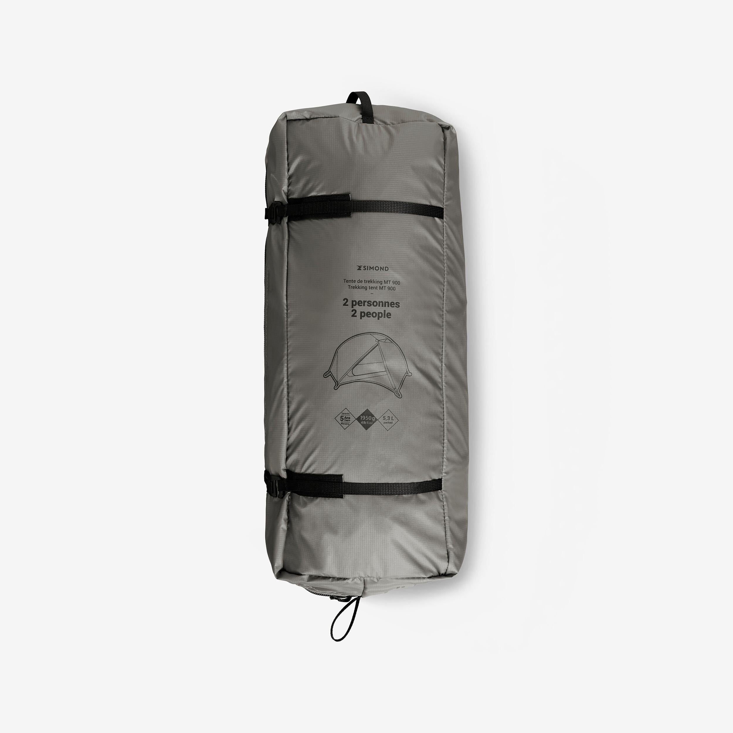 Tweepersoons koepeltent voor trekking MT900 grijs 2/8