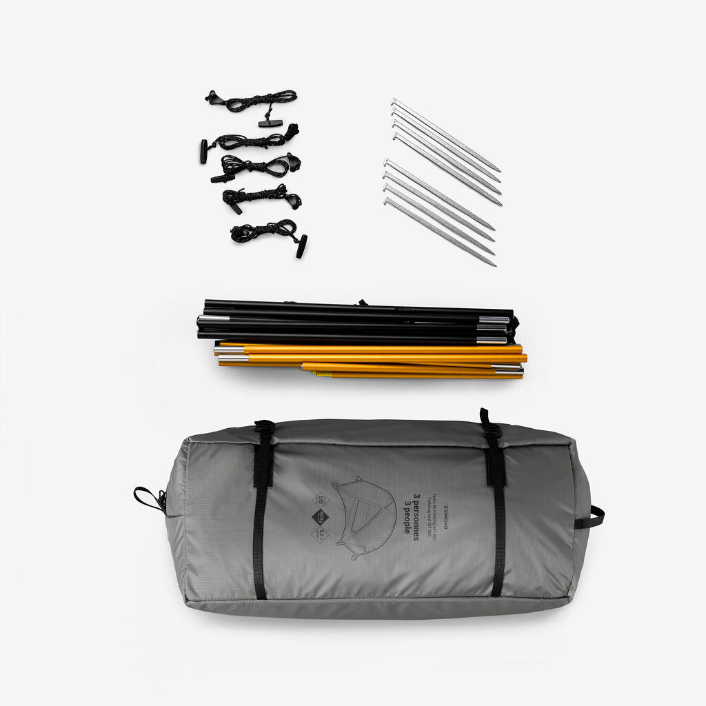 3-person dome trekking tent MT900, lightweight and free-standing