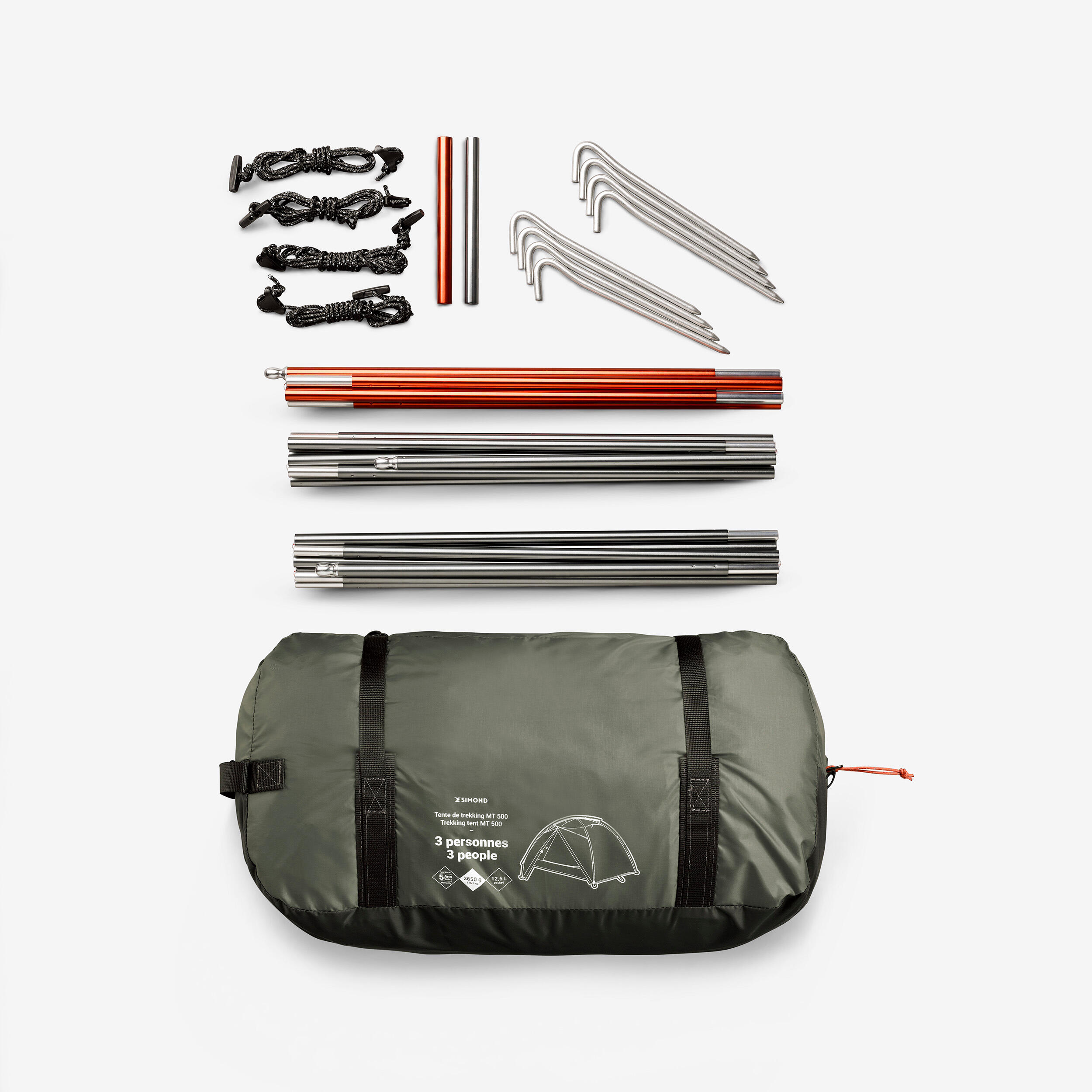 Camping Dome Tent 3-Person, MT 500 - SIMOND