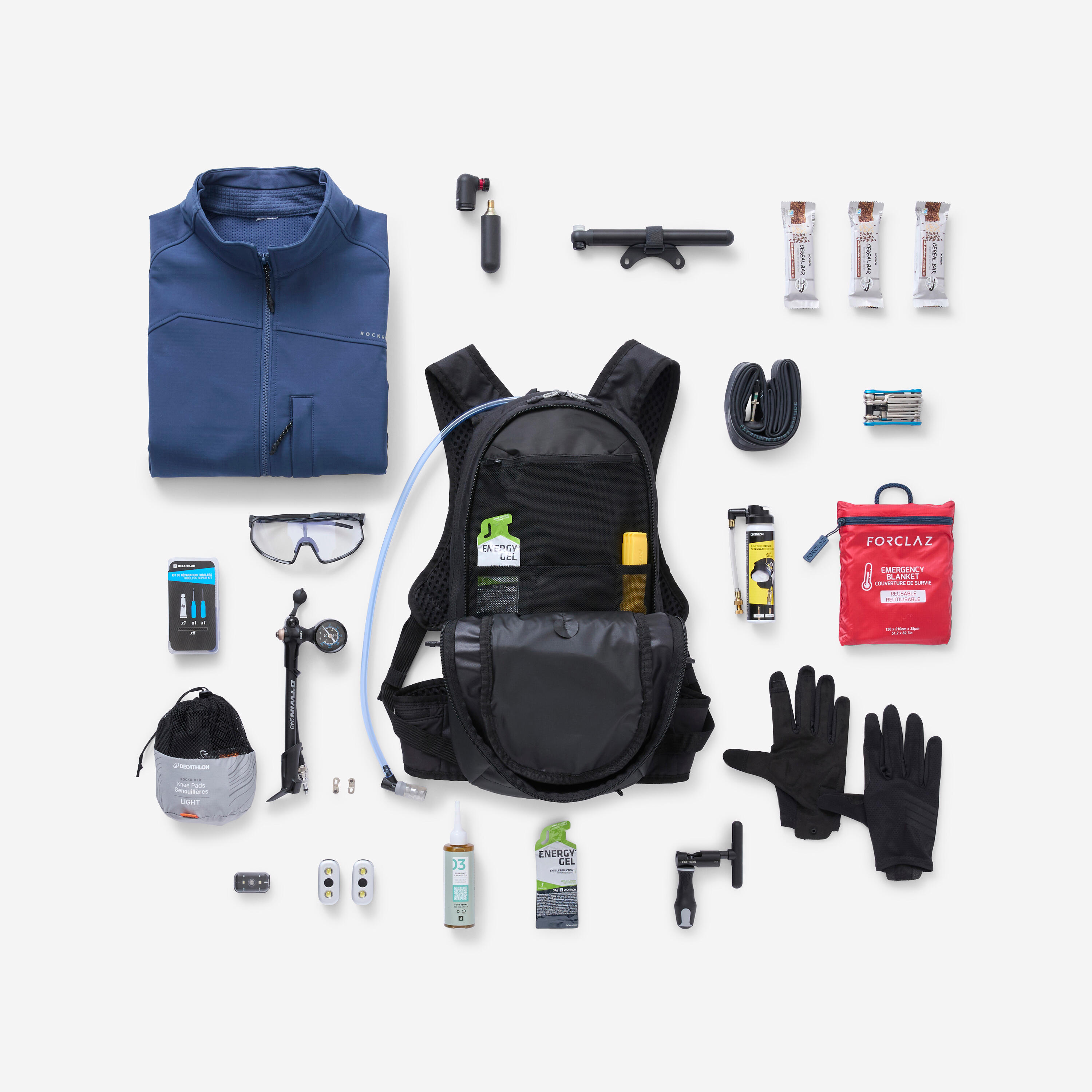 Sac à dos hydratation de vélo 12 L + poche à eau 2 L - noir - ROCKRIDER