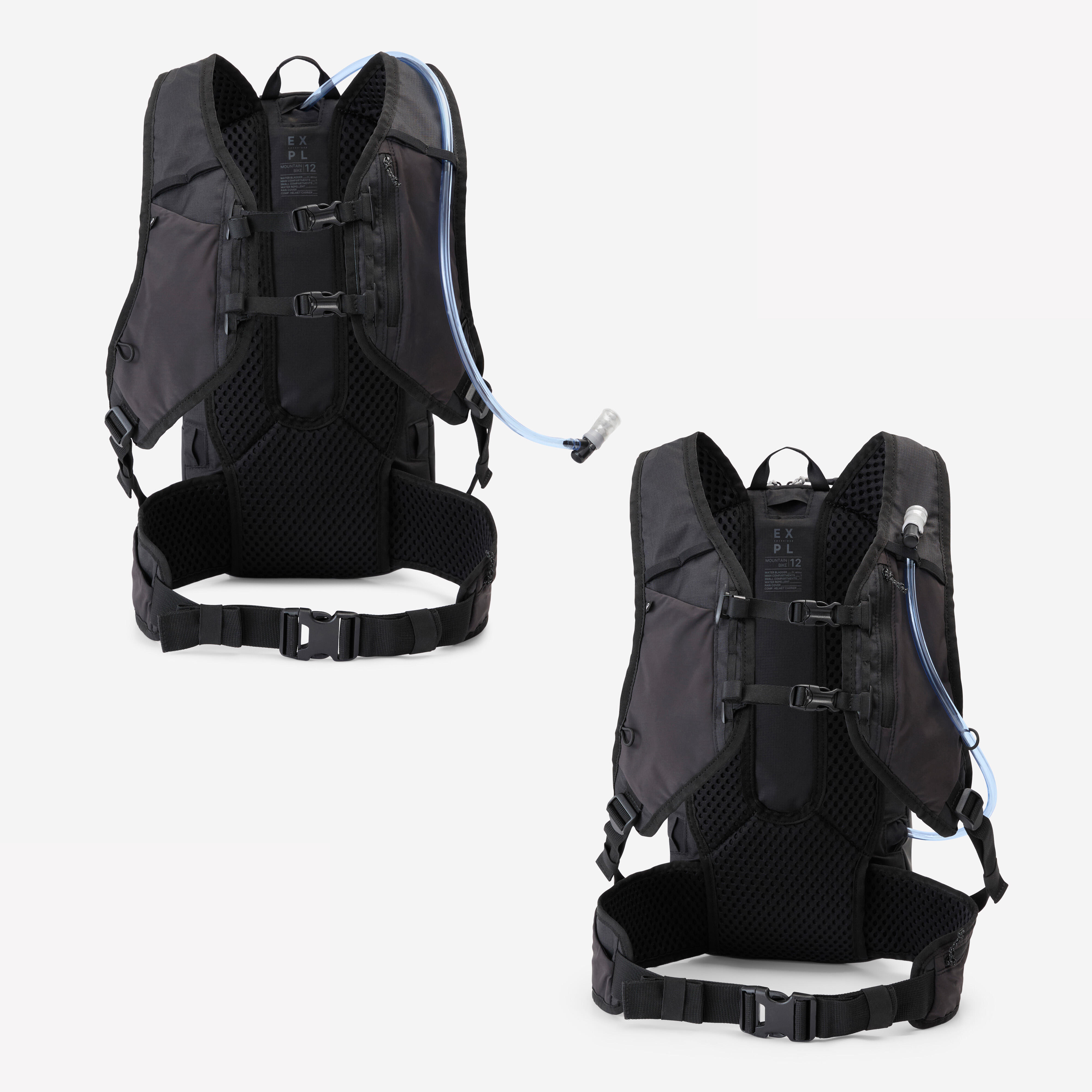 Cycling Hydration Bag 12 L + Water Bladder 2 L - Black - ROCKRIDER