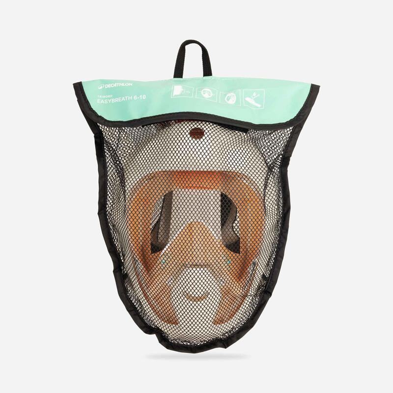 Mască easybreath snorkeling suprafață XS / CU HUSĂ Bej și portocaliu Copii