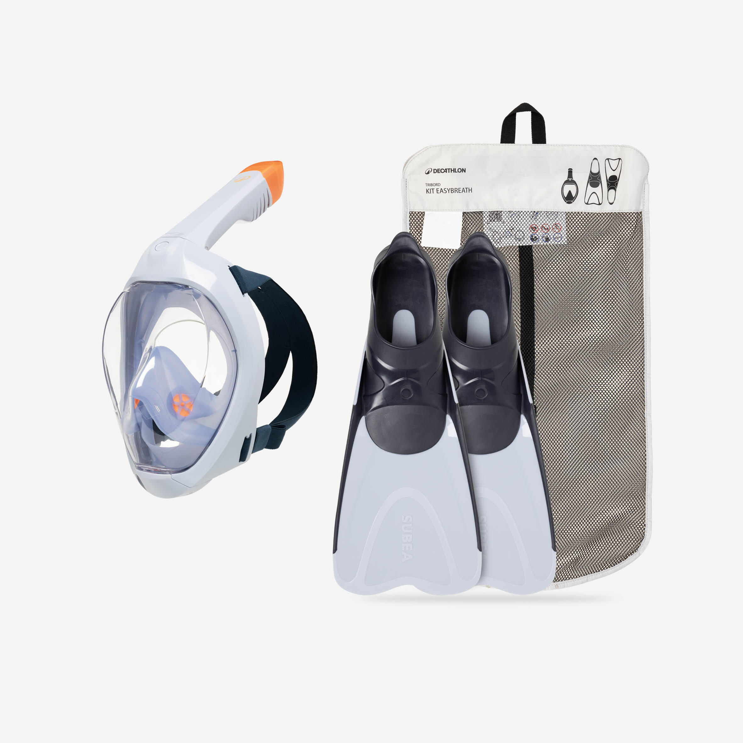 Adult Easybreath mask and fins snorkelling set - EASYBREATH set