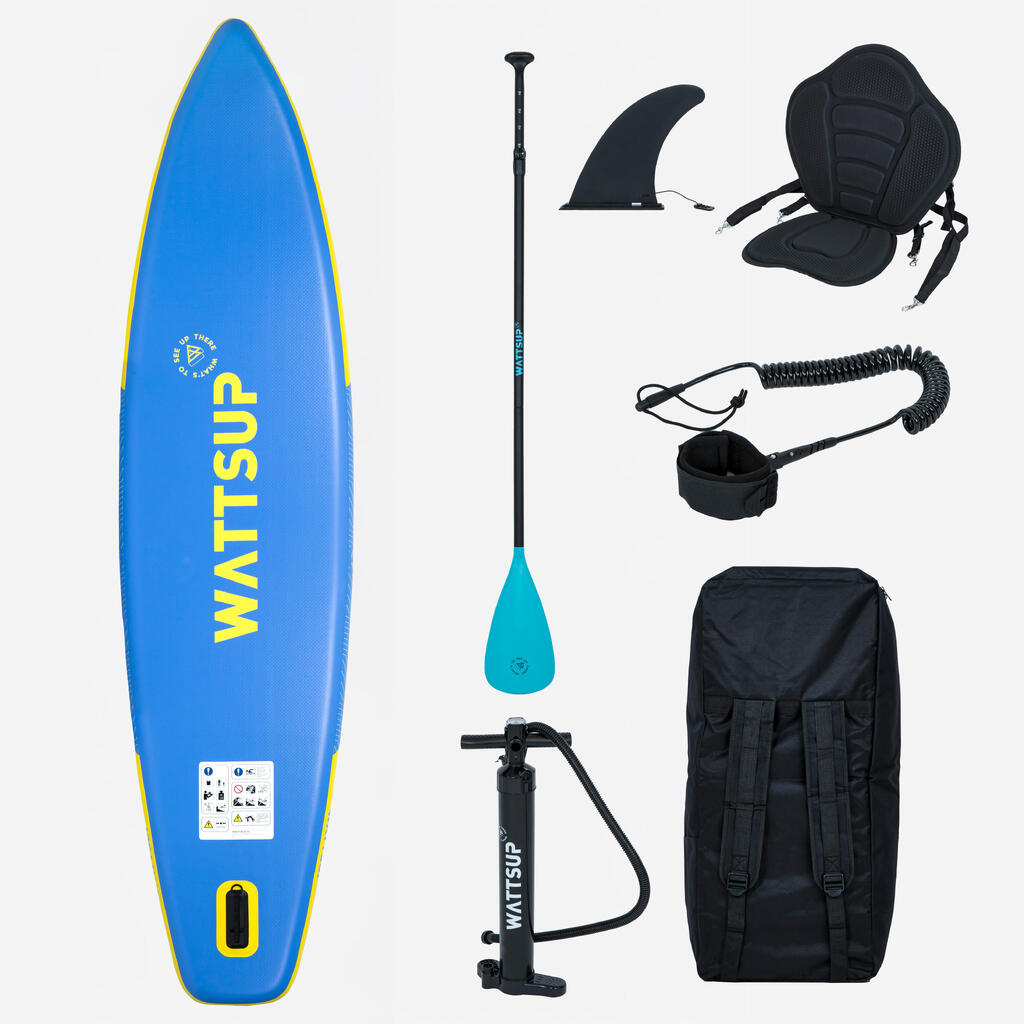 Σετ με φουσκωτή σανίδα stand-up paddle Wattsup και κάθισμα - 11’6 μπλε