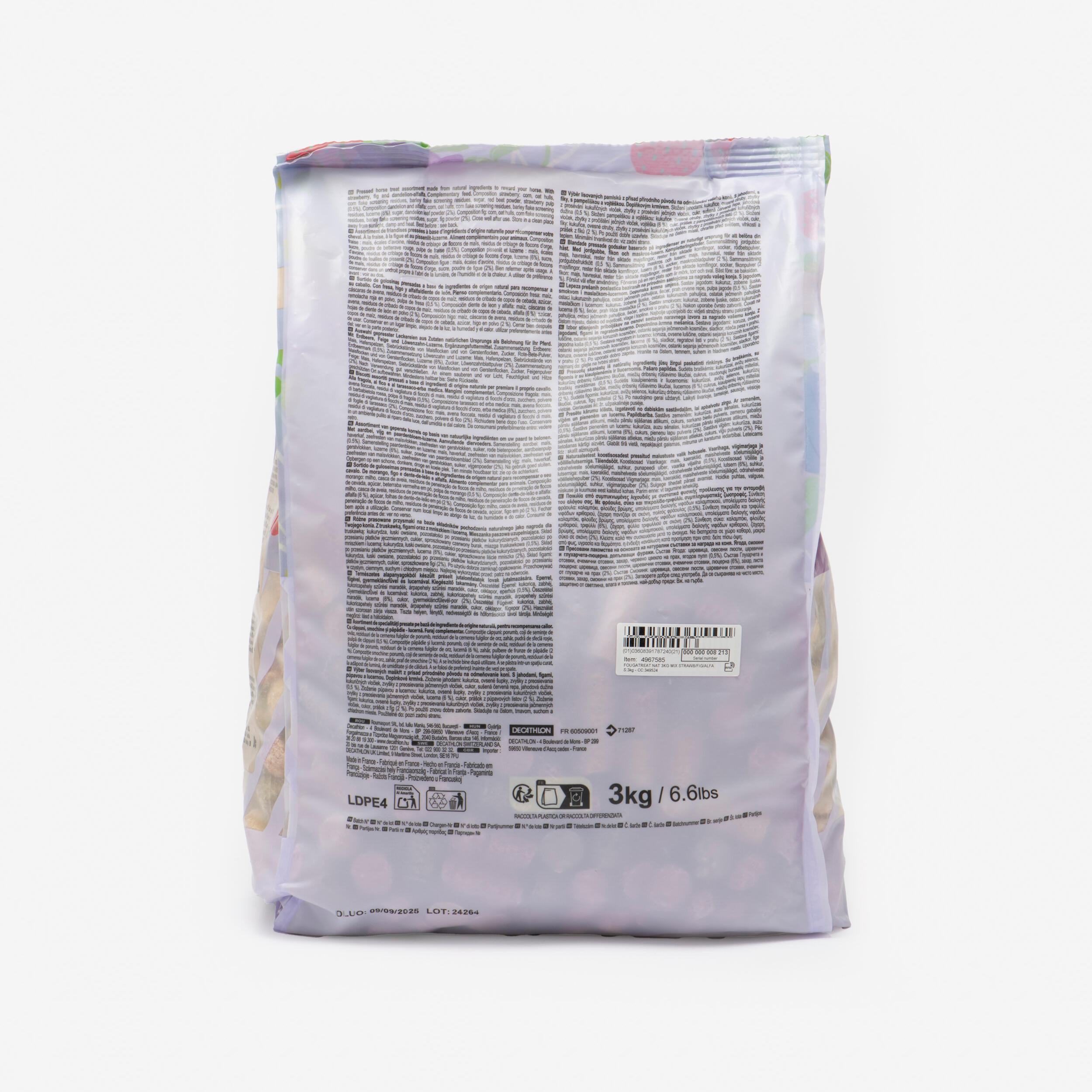 Snoepjes paard en pony Fougatreats Natural aardbei vijg paardenbl./luzerne 3 kg 2/2