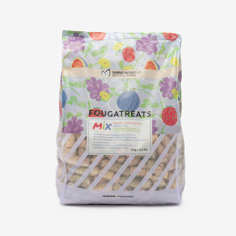 Snoepjes paard en pony Fougatreats Natural aardbei vijg paardenbl./luzerne 3 kg