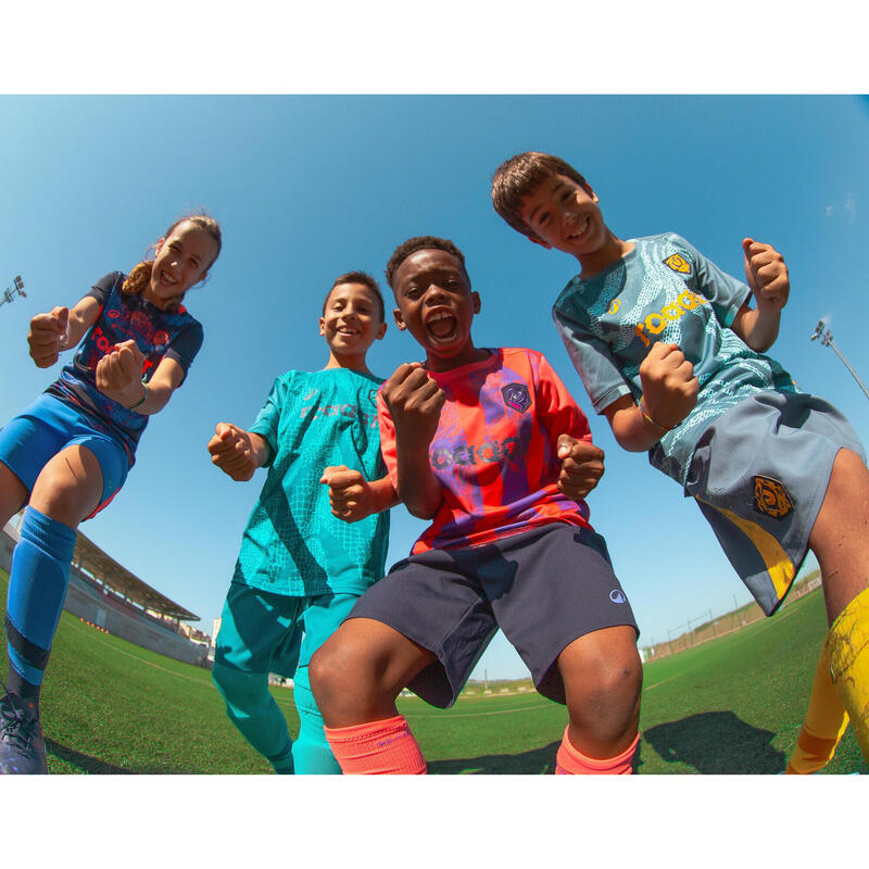 MAILLOT DE FOOTBALL ENFANT VIRALTO KIDS  MC ROARRR SNAKE RAYES VERT / TURQUOISE