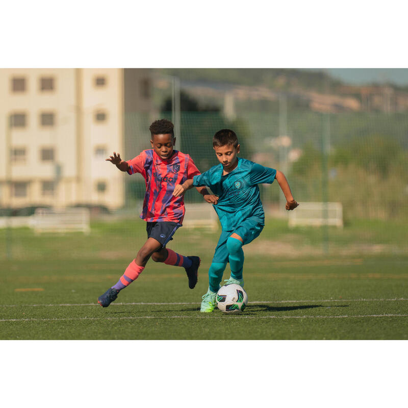 MAILLOT DE FOOTBALL ENFANT VIRALTO KIDS  MC ROARRR MANDRILL RAYES ROUGE / VIOLET
