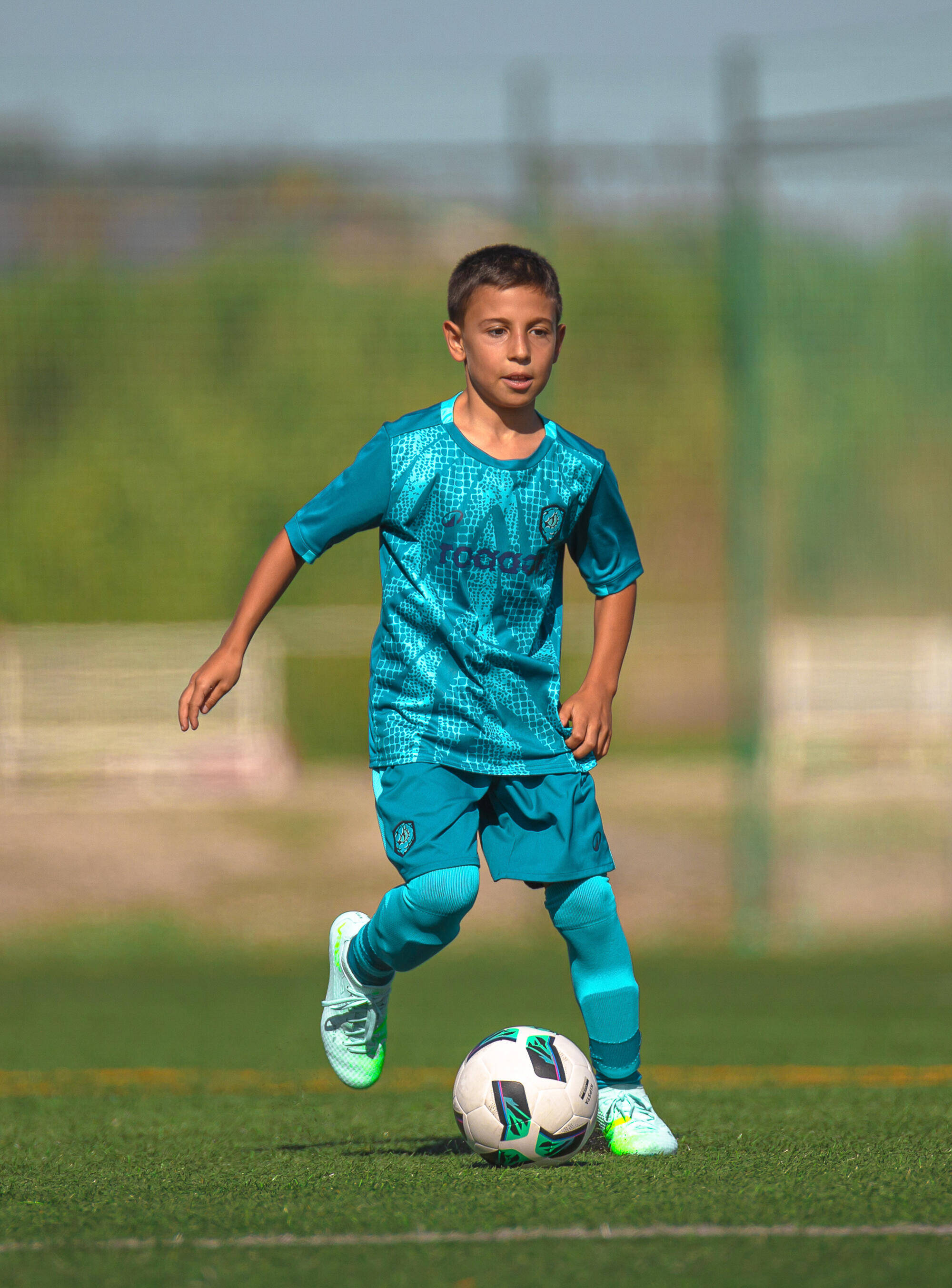 Kids Football Short Sleeve Tshirt Roarrr - Turquoise -  2