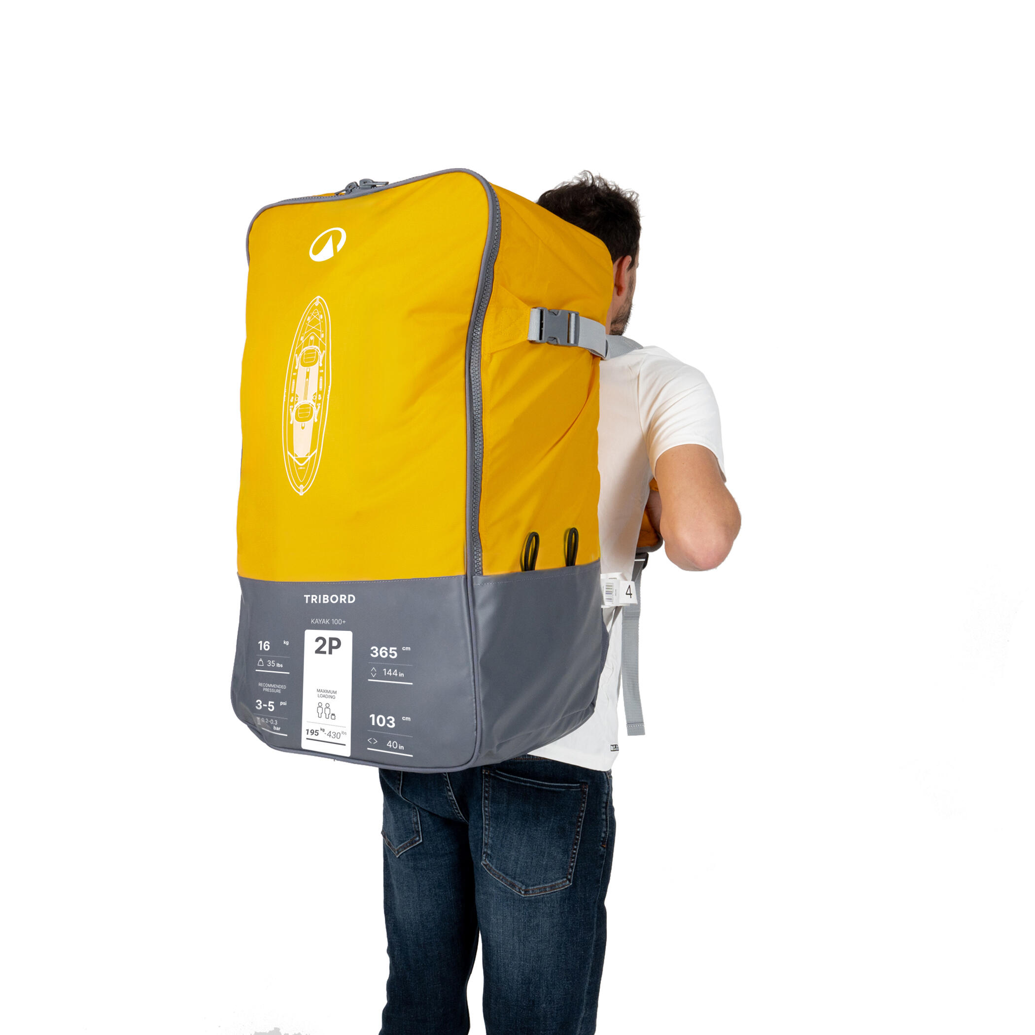 Canoa Kayak Hinchable Tribord 100+ Amarillo 2 Plazas 3/26