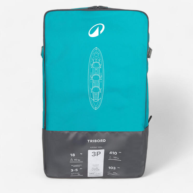 Opblaasbare kajak voor 2/3 personen 100+ blauw