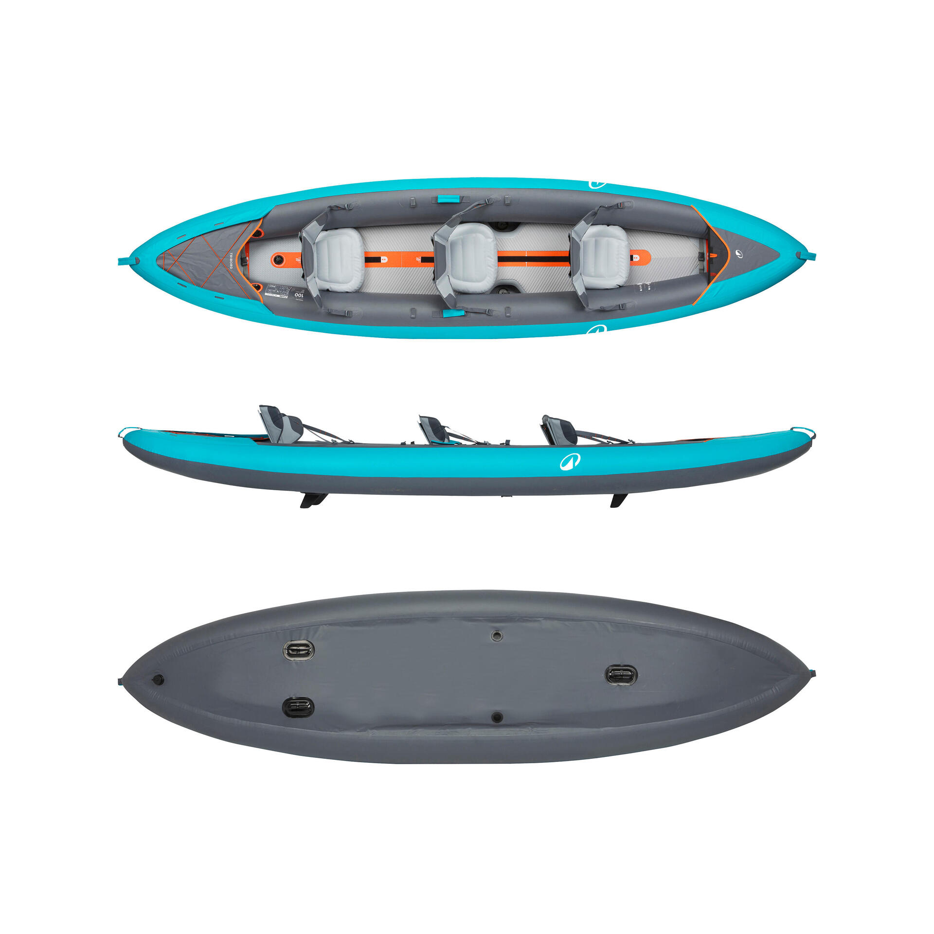 Inflatable canoe kayak 2/3 person - Tribord 100+ Blue