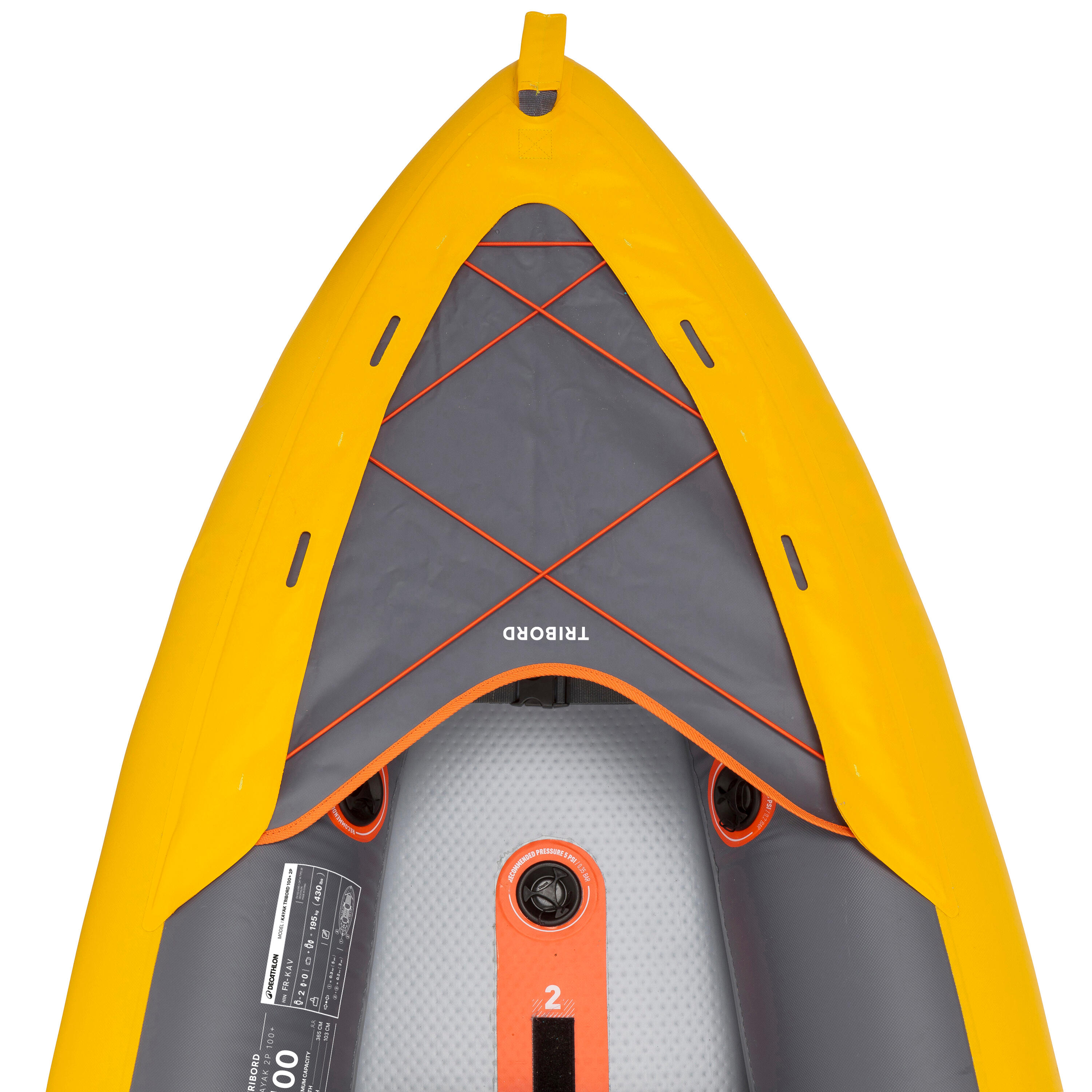 Canoa Kayak Hinchable Tribord 100+ Amarillo 2 Plazas 10/26