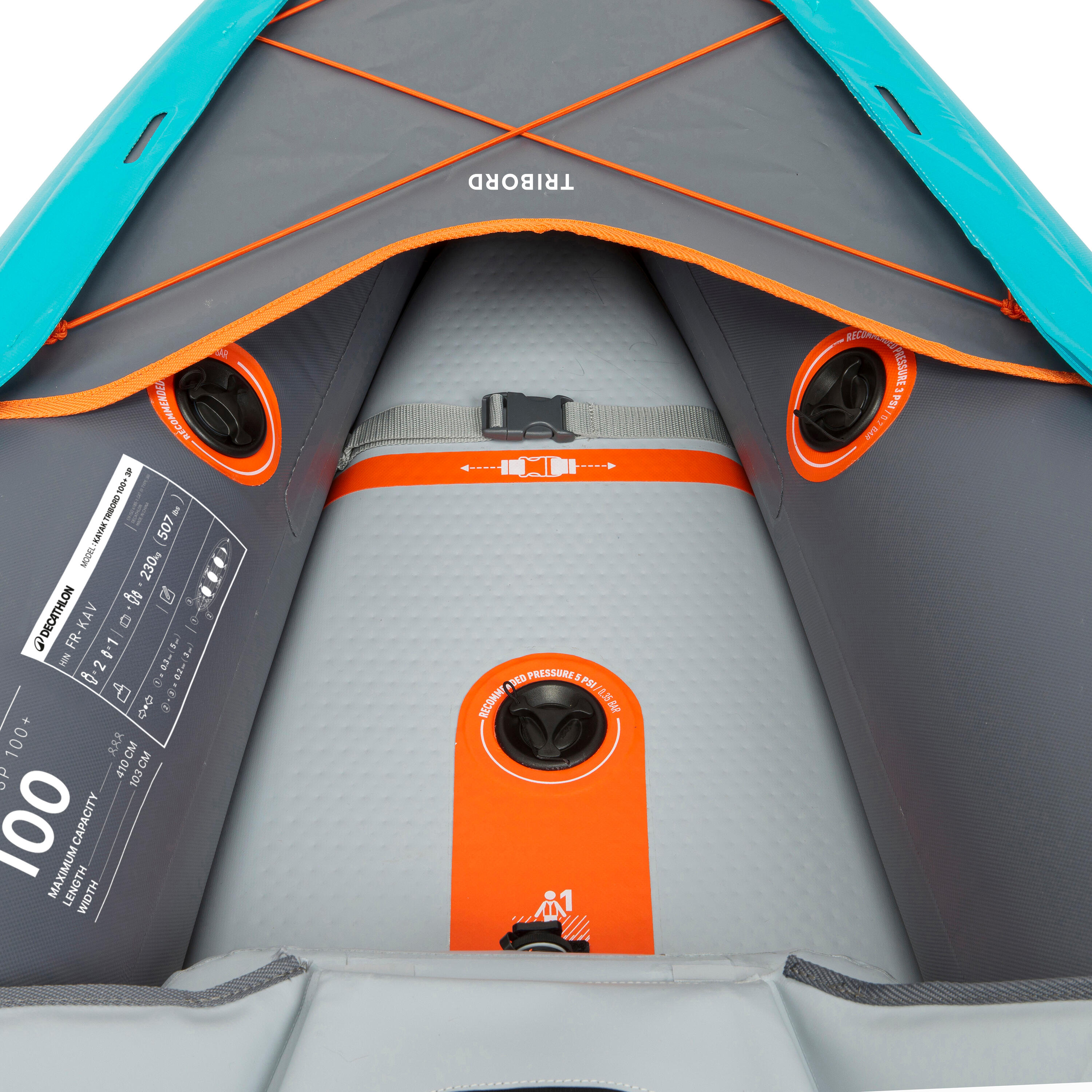 Inflatable canoe kayak 2/3 person - Tribord 100+ Blue 6/23