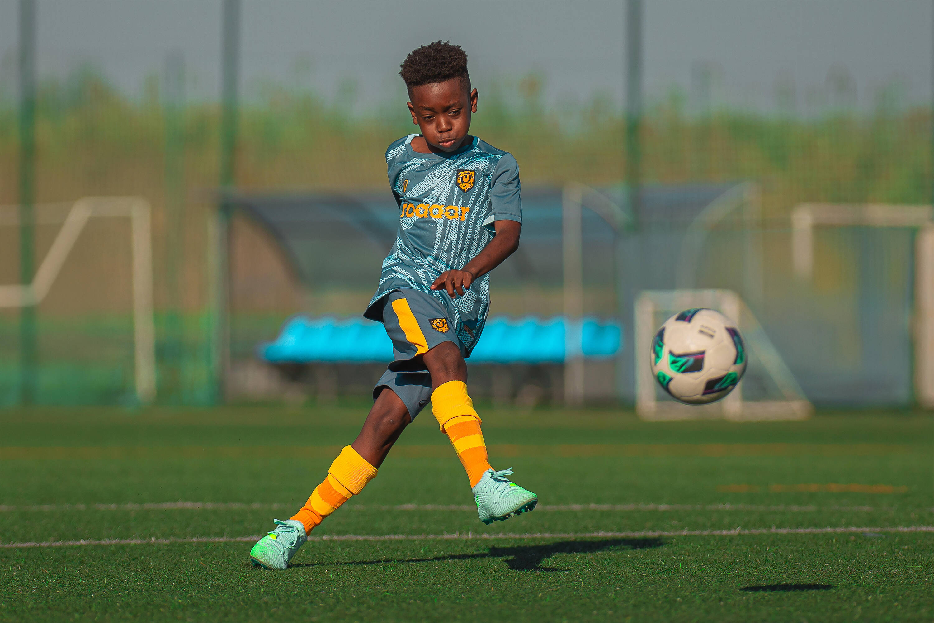 Kids Football Short Sleeve Tshirt Roarrr - Blue -  2