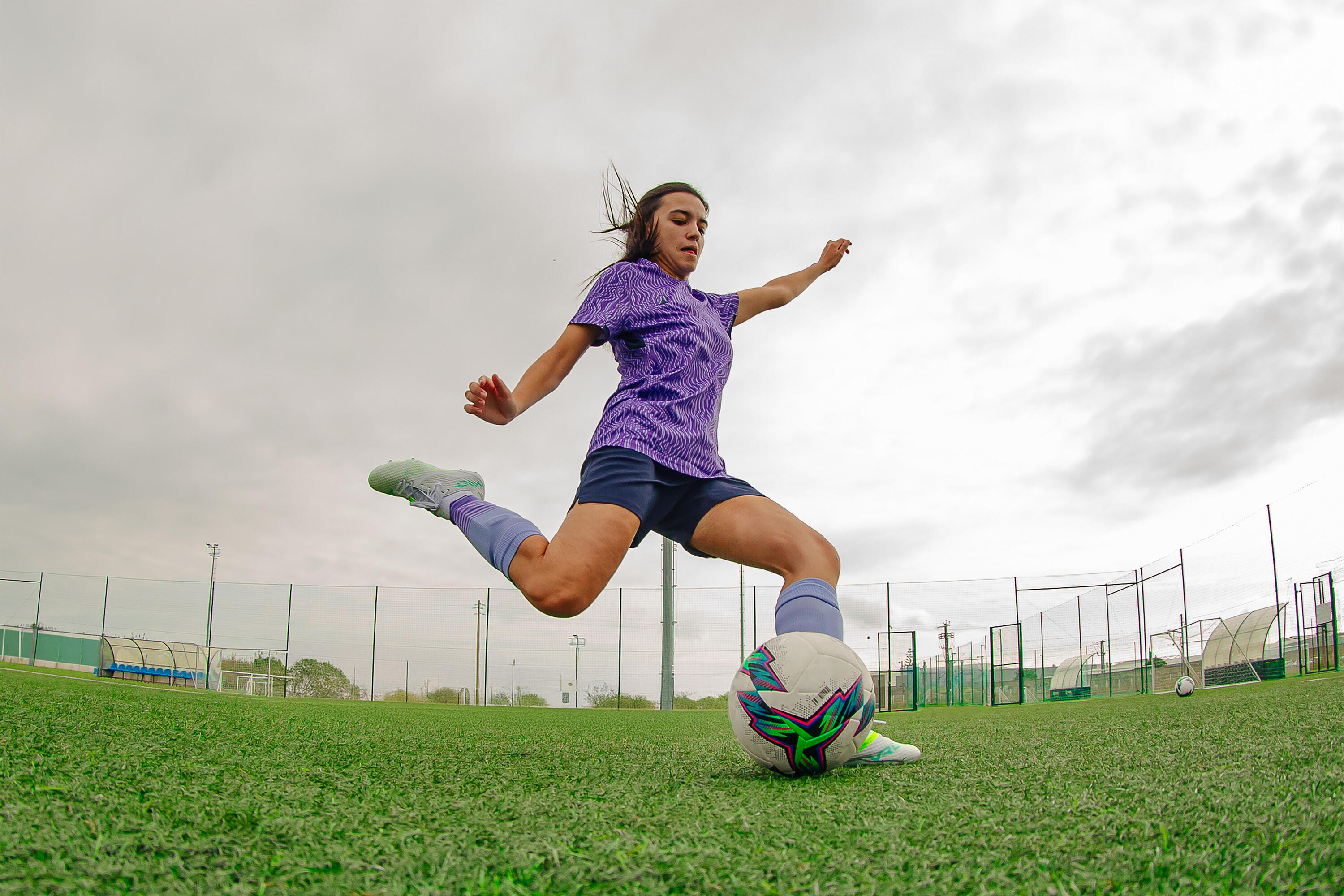 Women's Soccer Socks, Viralto Purple Striped 5/7
