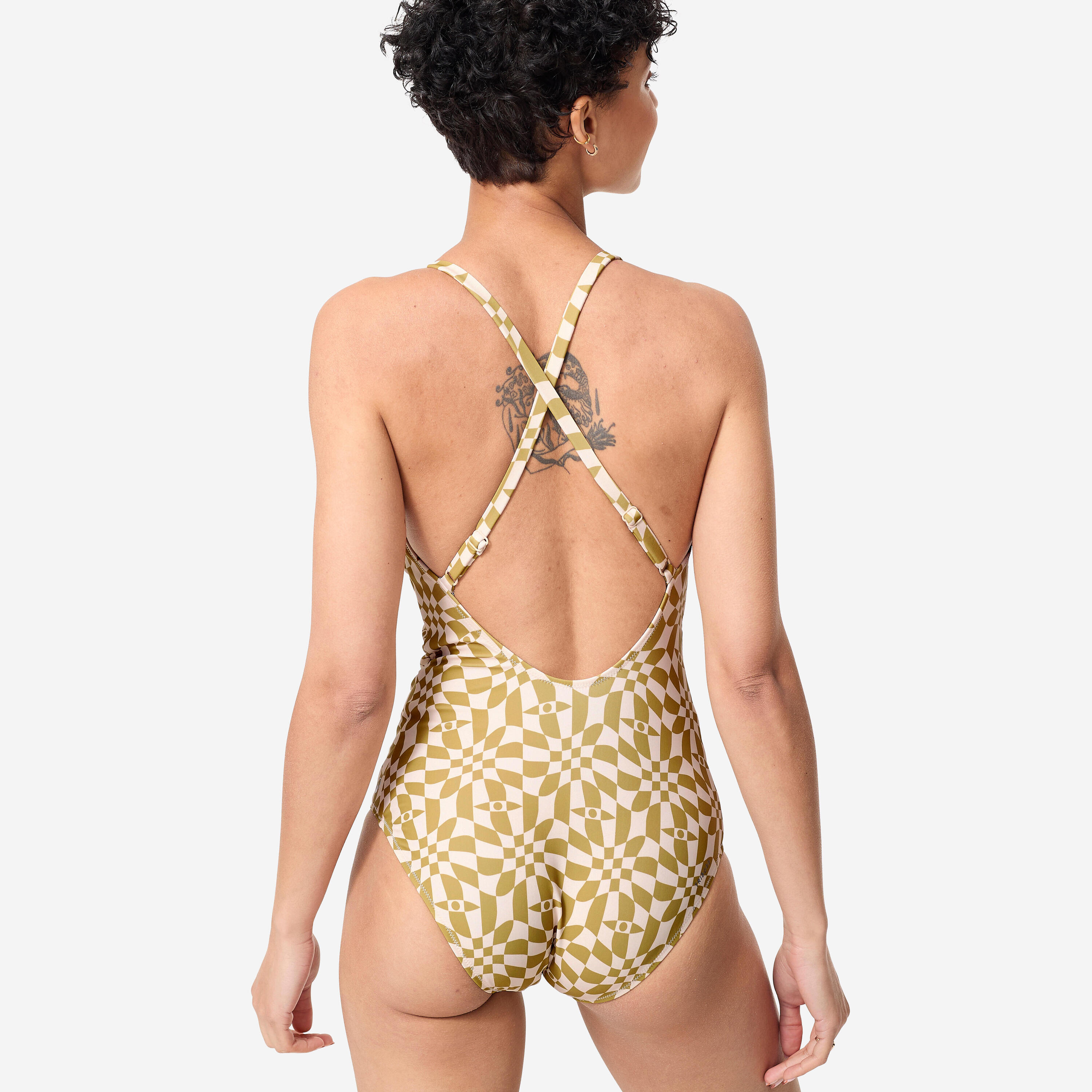 Badeanzug 1 Teil Schwimmen Damen - Lila PSYCHODAM khaki 4/7