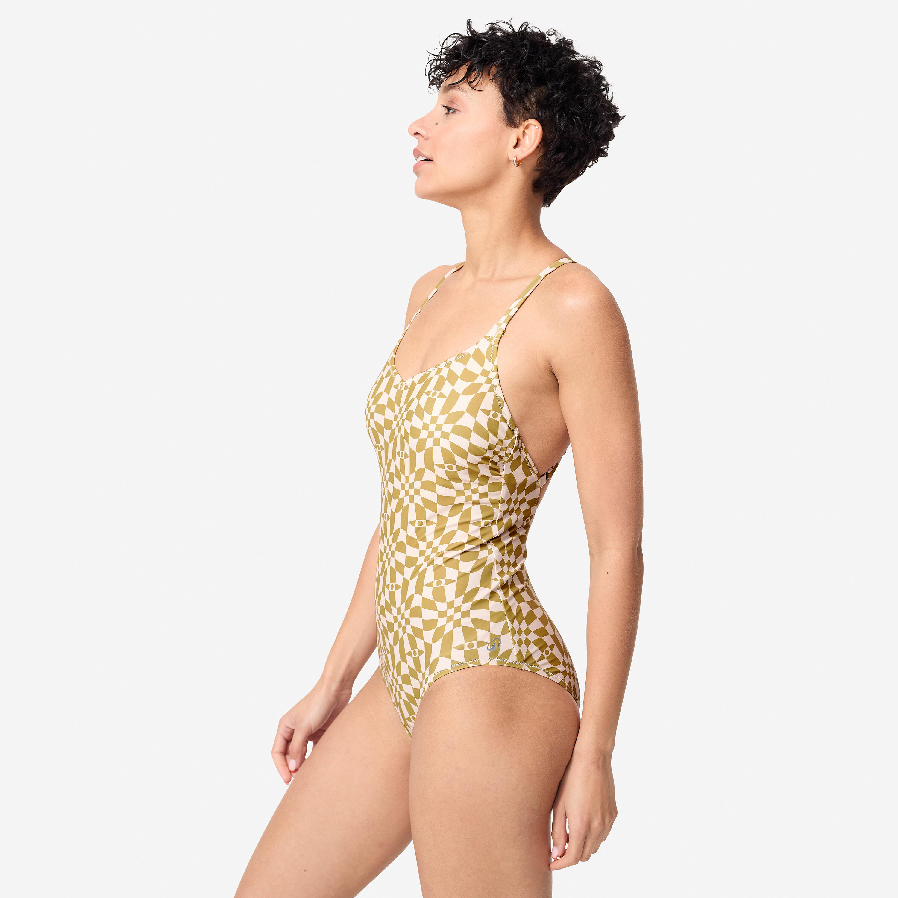 Badeanzug 1 Teil Schwimmen Damen - Lila PSYCHODAM khaki 5/7