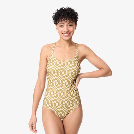 Maillot de bain 1 pièce natation Femme - Lila PSYCHODAM vert olive