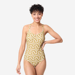 Maillot de bain 1 pièce natation Femme - Lila PSYCHODAM vert olive