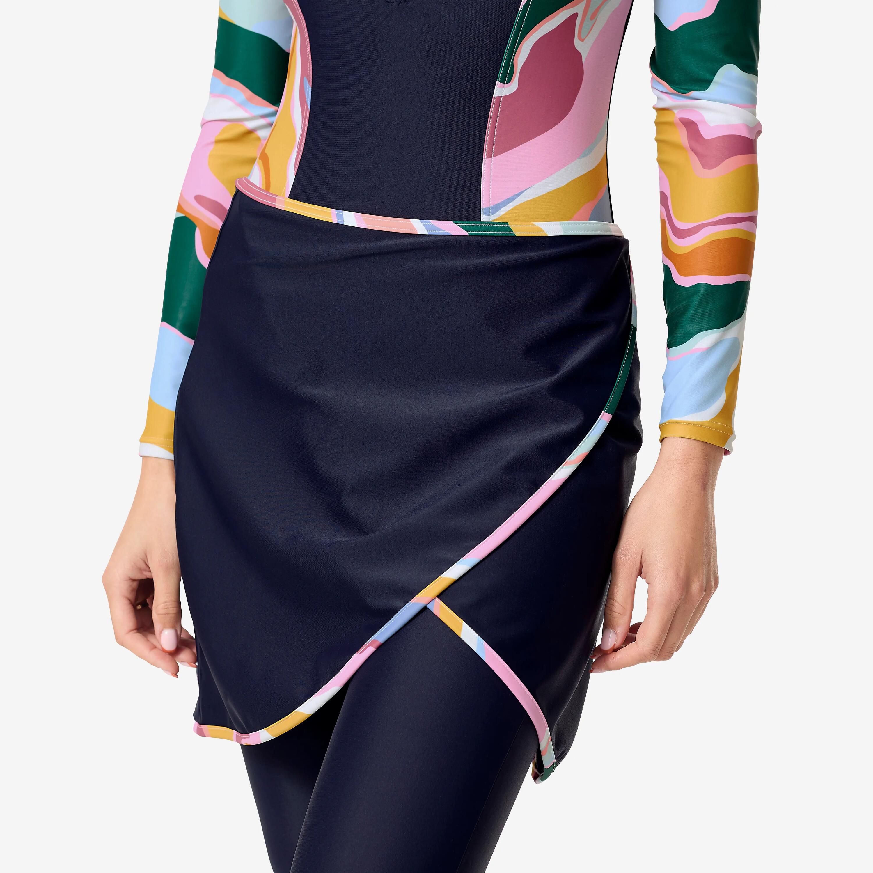 Kadın Kapalı Sırt Uzun Kollu Etekli Burkini Mayo - Koyu Mavi - RIME 100 4/6
