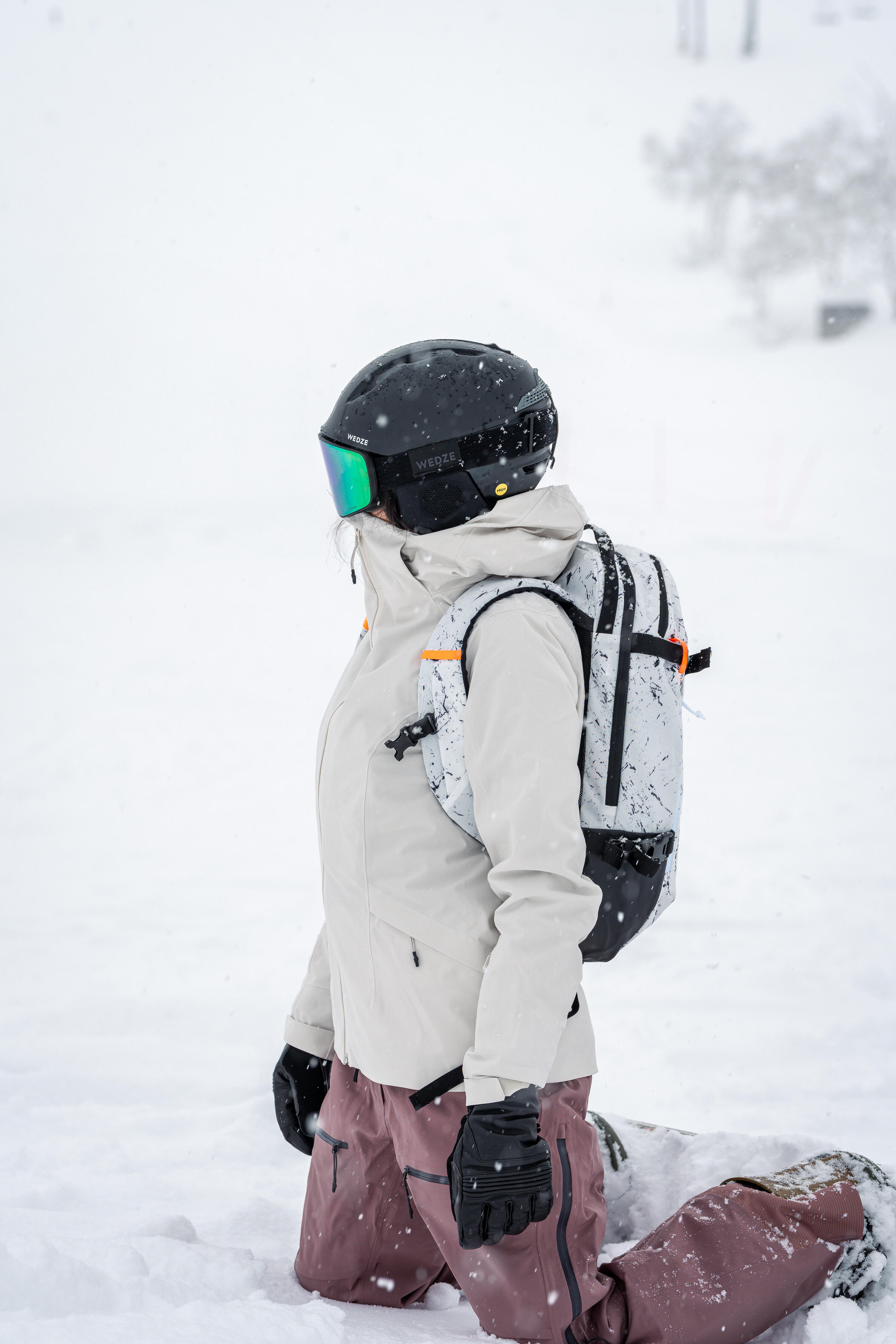 Gants de ski chauds adulte, GL500 blanc 9/10