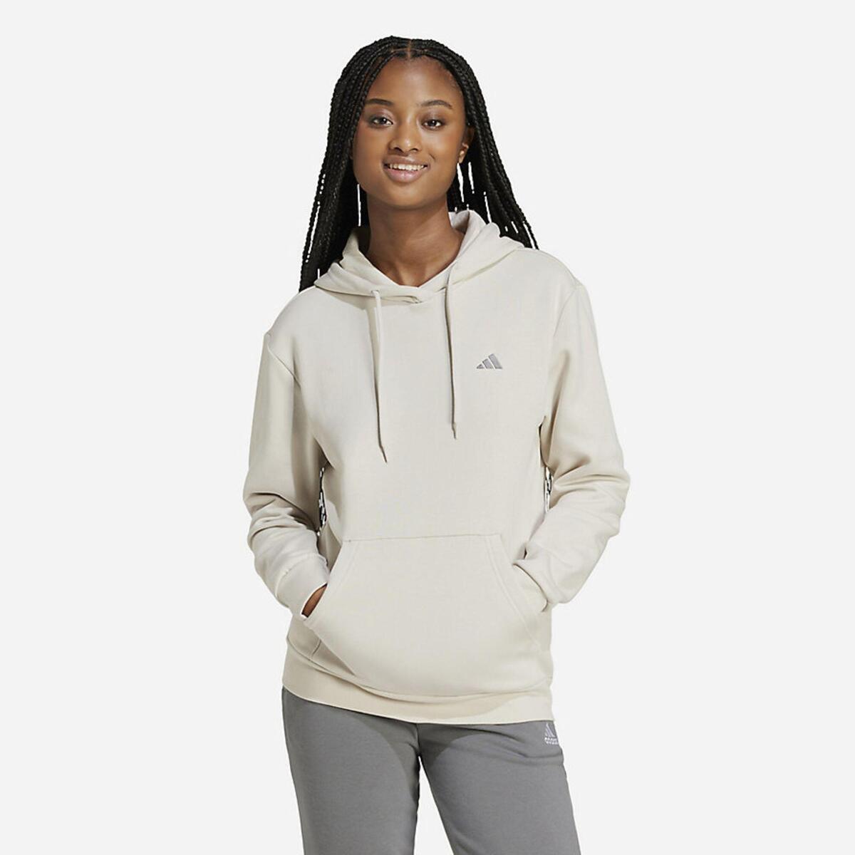 sweat shirt capuche coton Adidas femme beige