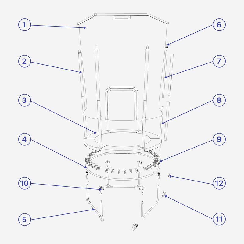 Filet protection zippé, pièce détachée trampoline, 140 intérieur