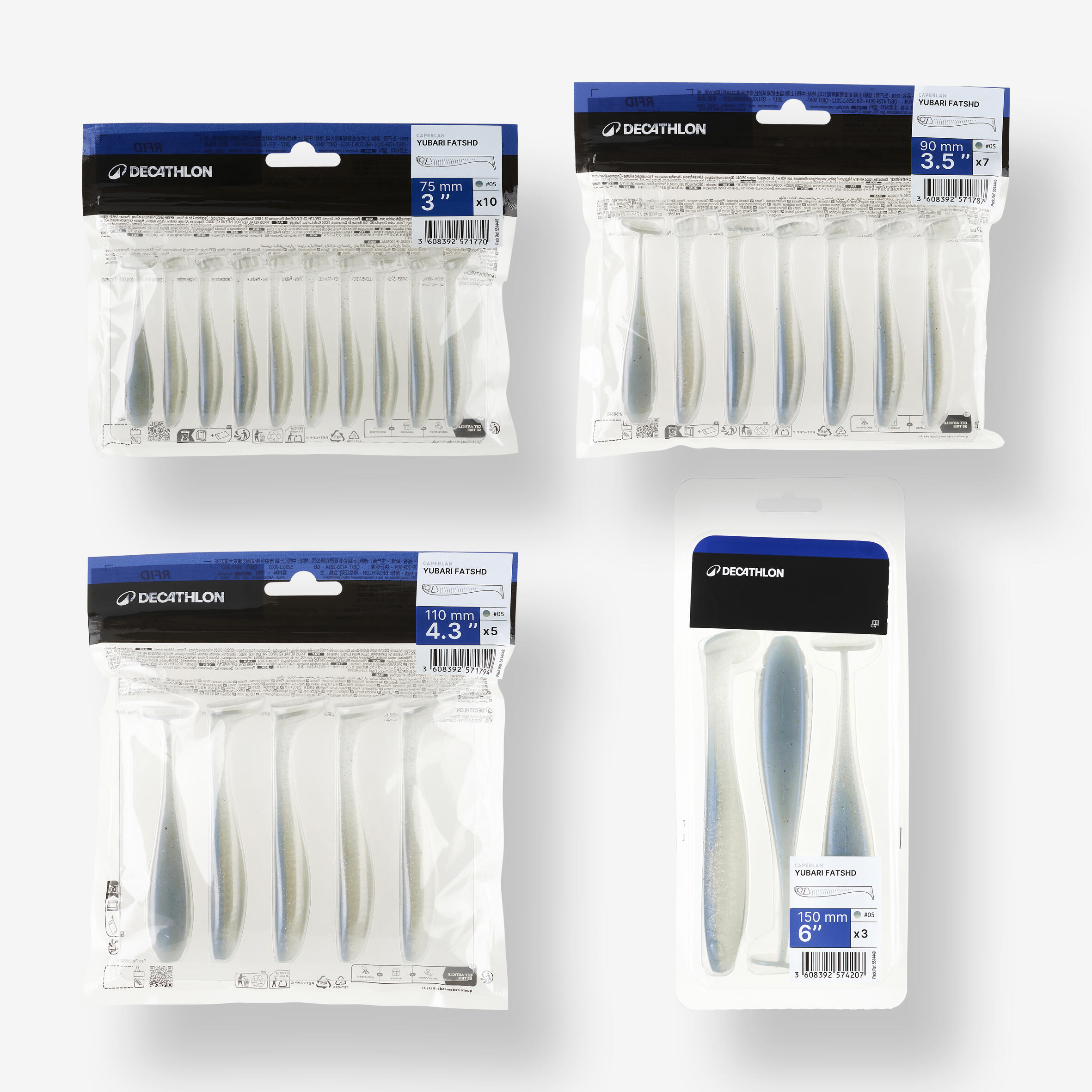 Leurre souple de pêche YUBARI FAT SHAD avec attractant Dos Bleu - CAPERLAN
