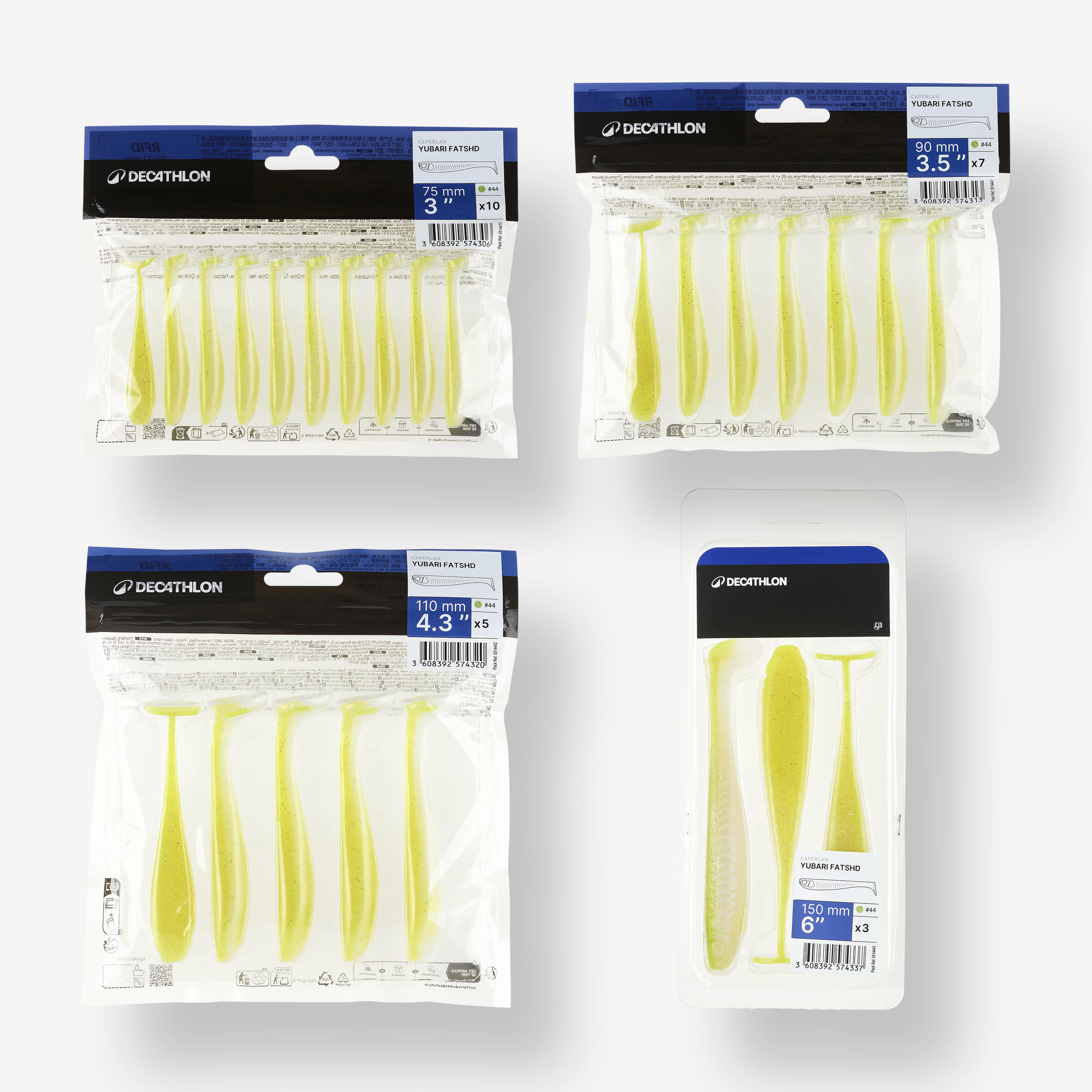 Gummifisch Yubari Fat Shad mit Lockstoff gelbgrün 5/10
