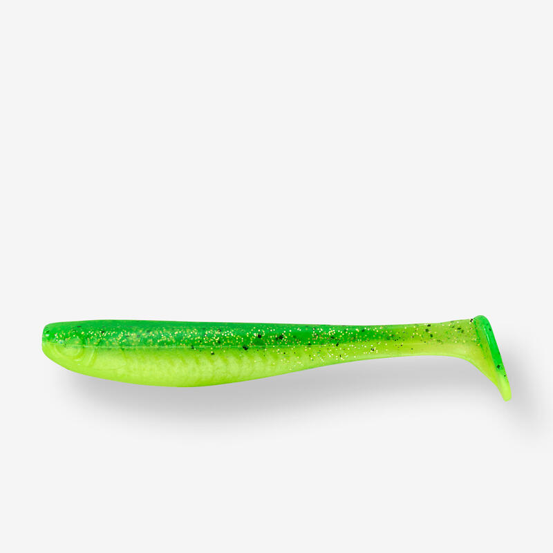 Leurre souple pêche YUBARI FAT SHAD avec Attractant Vert Fluo