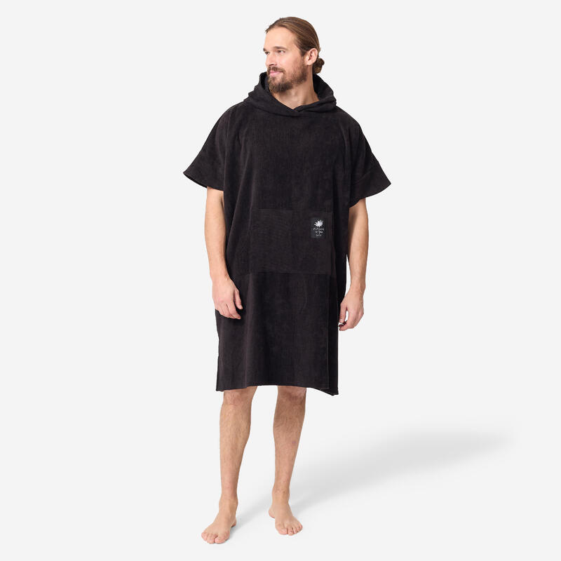 Poncho de baie plajă surf 900 Fish Albastru-Gri Adulți peste 150 cm