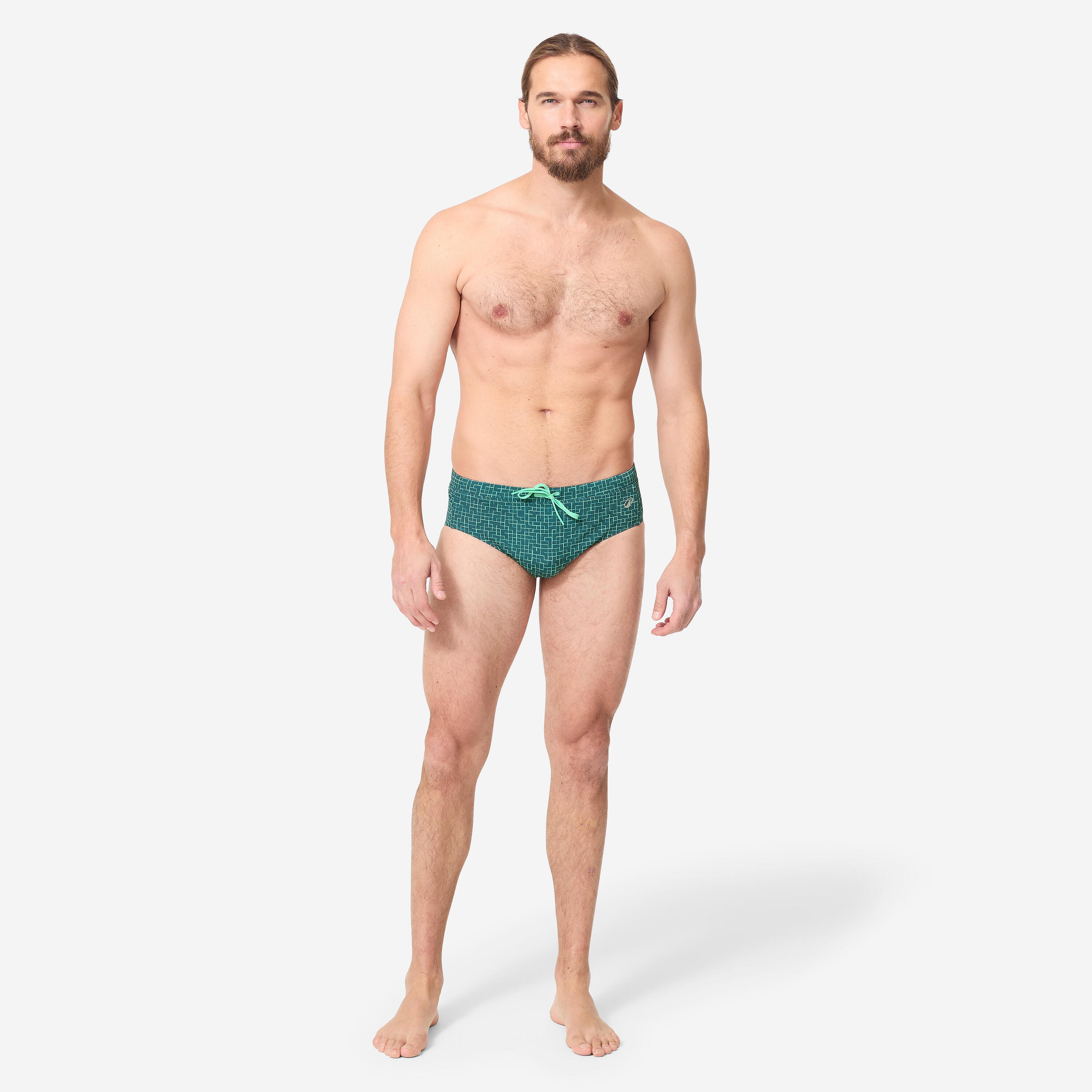 Calções de banho Natação Slip Homem - 100 Plus quad verde 2/6